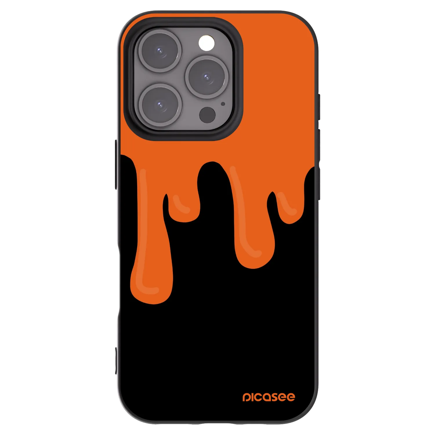 Picasee husă neagră din silicon pentru Apple iPhone 16 Pro - Orange spooky