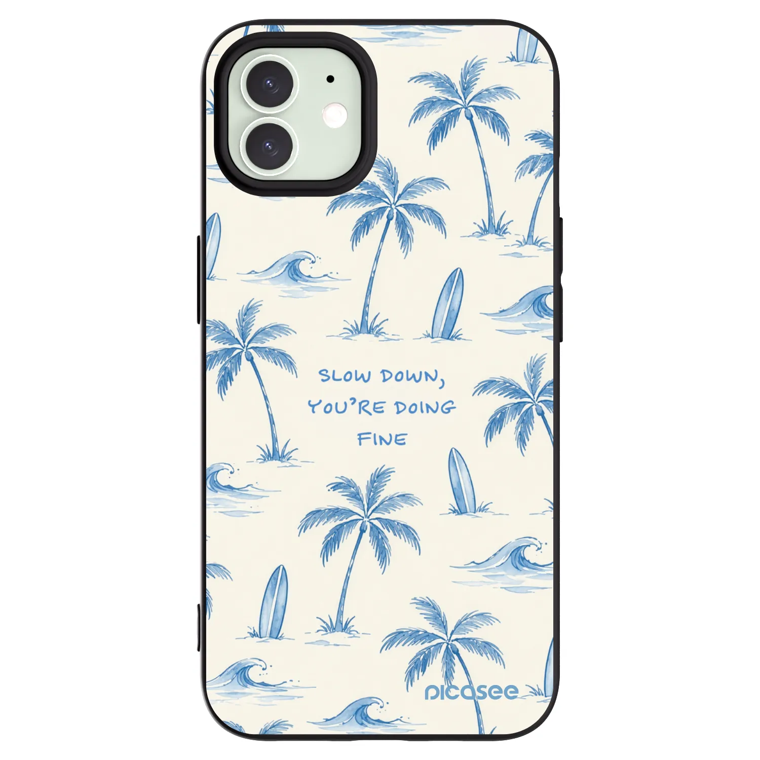Picasee husă neagră din silicon pentru Apple iPhone 12 - Slow Tide