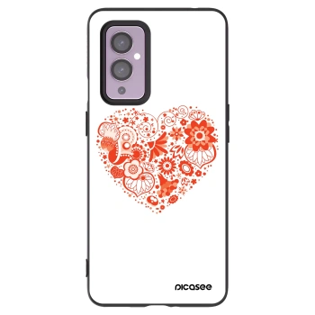 Picasee husă neagră din silicon pentru OnePlus 9 - Big heart