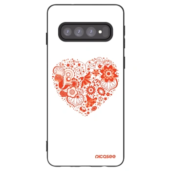 Picasee husă neagră din silicon pentru Samsung Galaxy S10 G973 - Big heart
