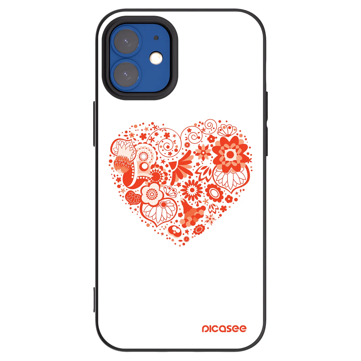 Picasee husă neagră din silicon pentru Apple iPhone 12 mini - Big heart