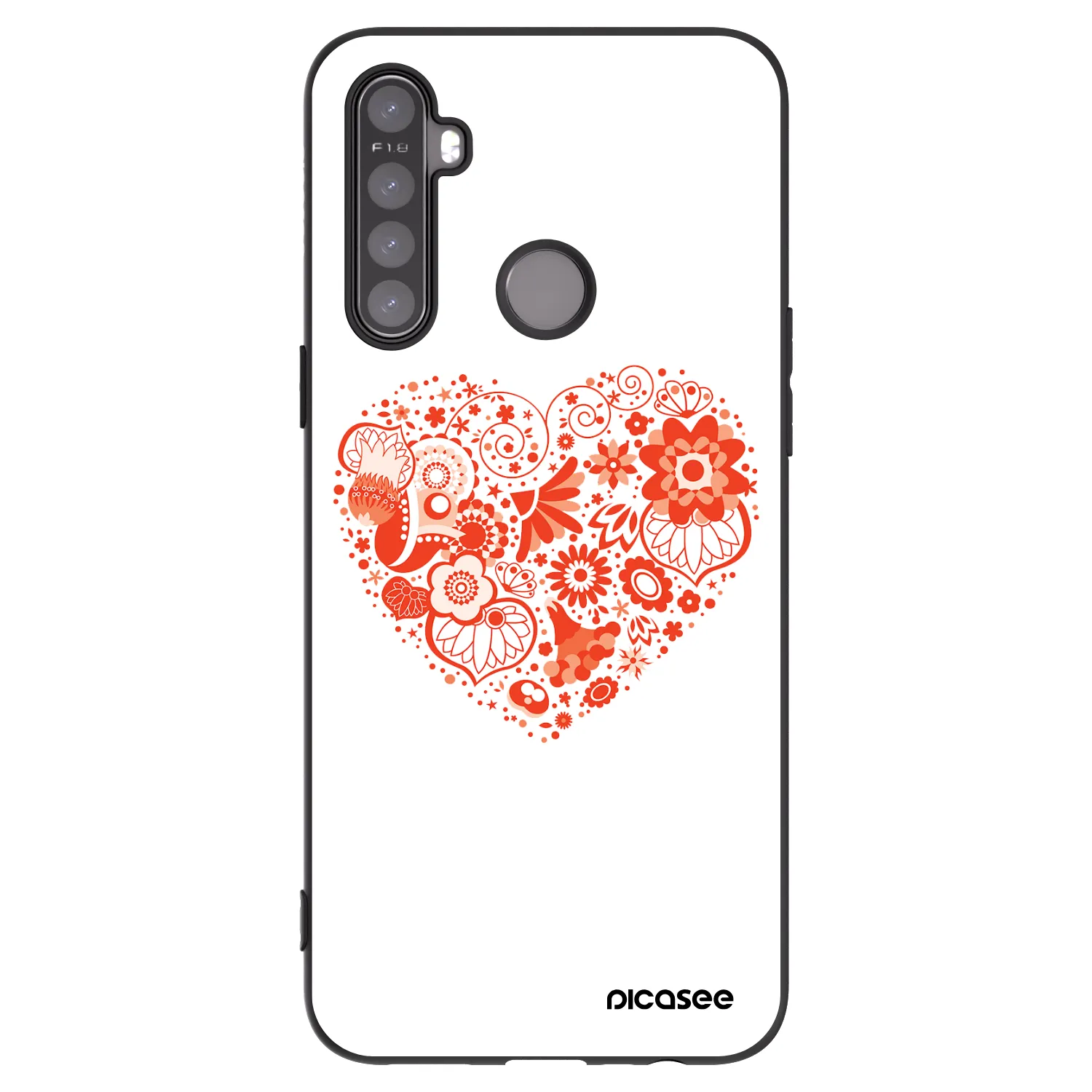 Picasee husă neagră din silicon pentru Realme 5 - Big heart