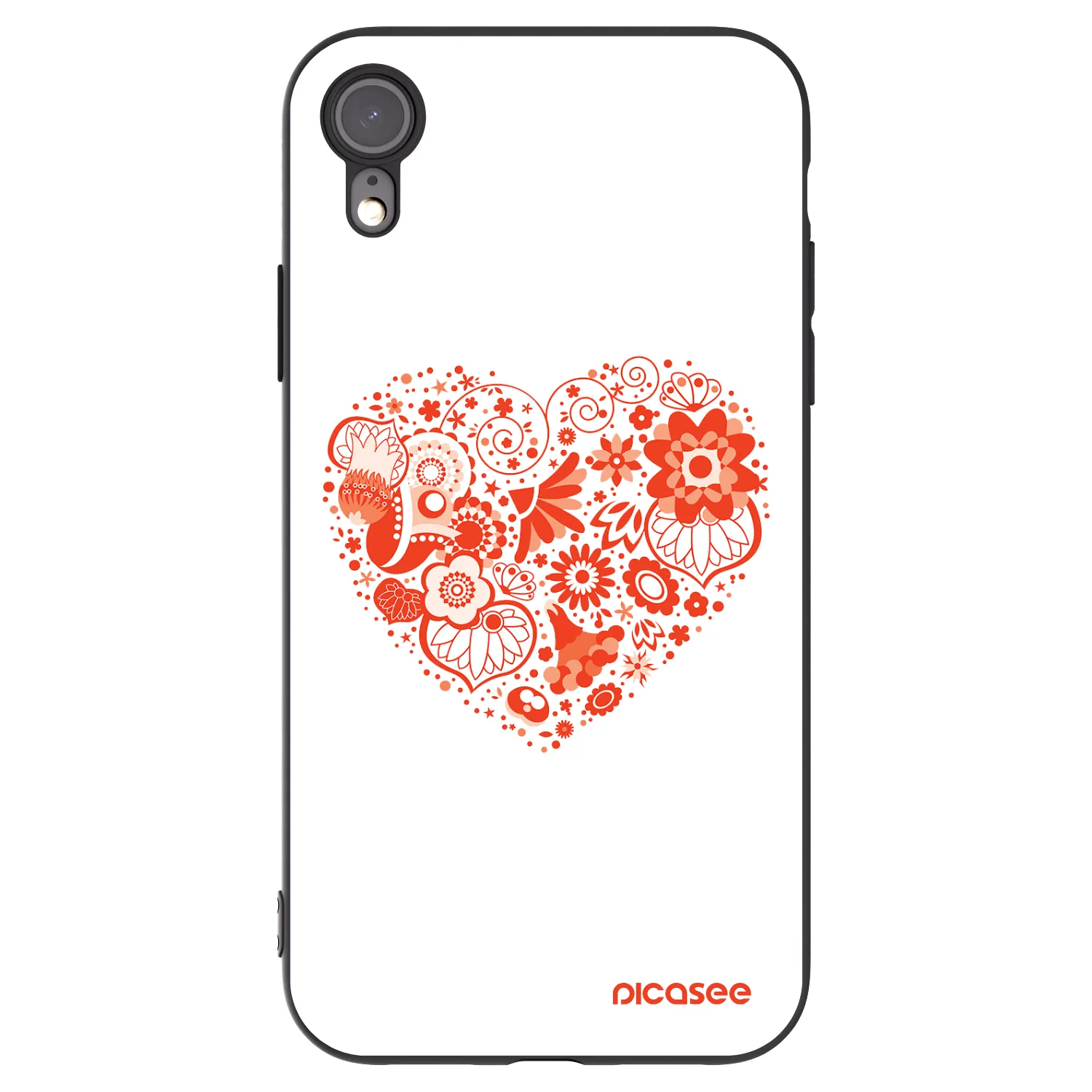 Picasee husă neagră din silicon pentru Apple iPhone XR - Big heart