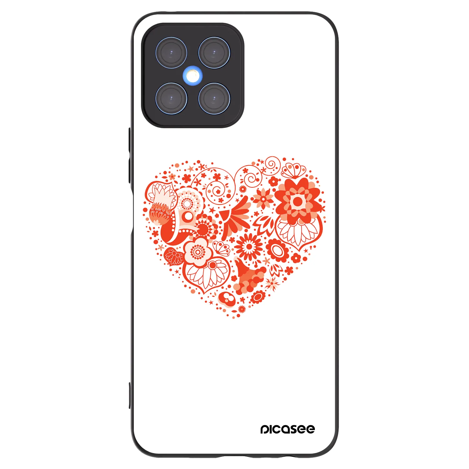 Picasee husă neagră din silicon pentru Honor X8 4G - Big heart