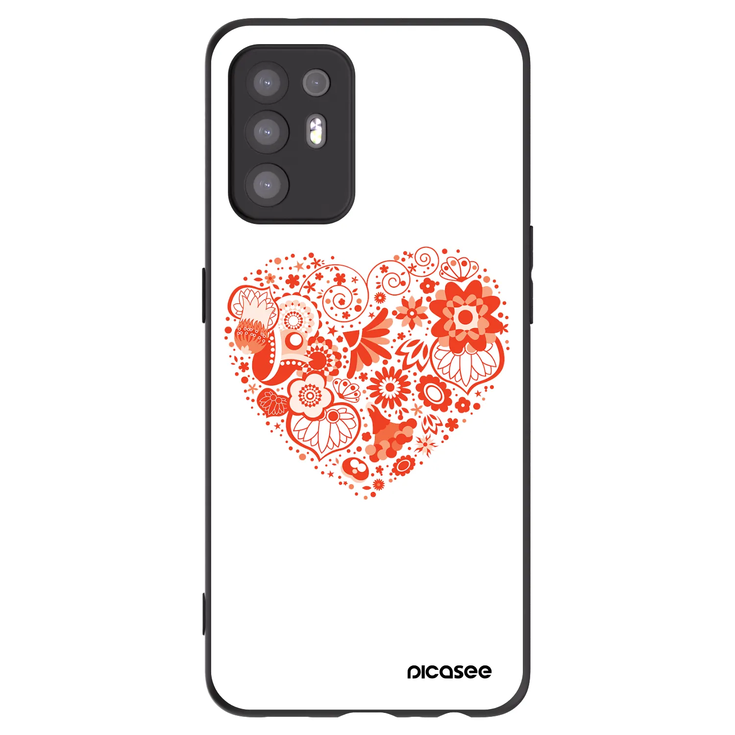 Picasee husă neagră din silicon pentru OPPO A94 5G - Big heart