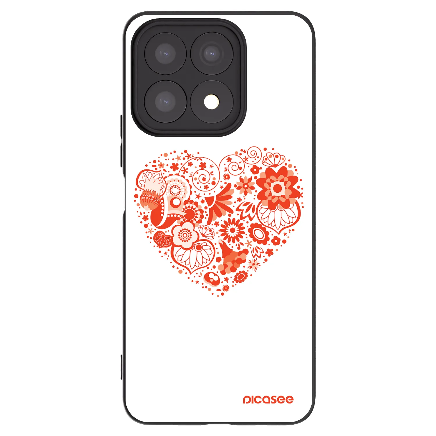 Picasee husă neagră din silicon pentru Honor X8a - Big heart