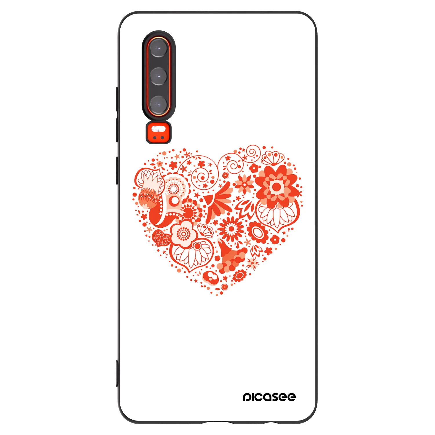Picasee husă neagră din silicon pentru Huawei P30 - Big heart