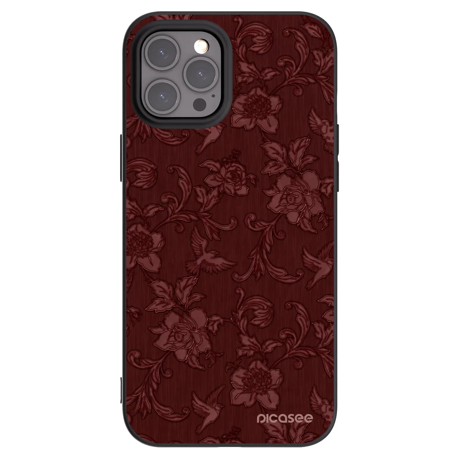 Picasee husă neagră din silicon pentru Apple iPhone 12 Pro Max - Red Elegance