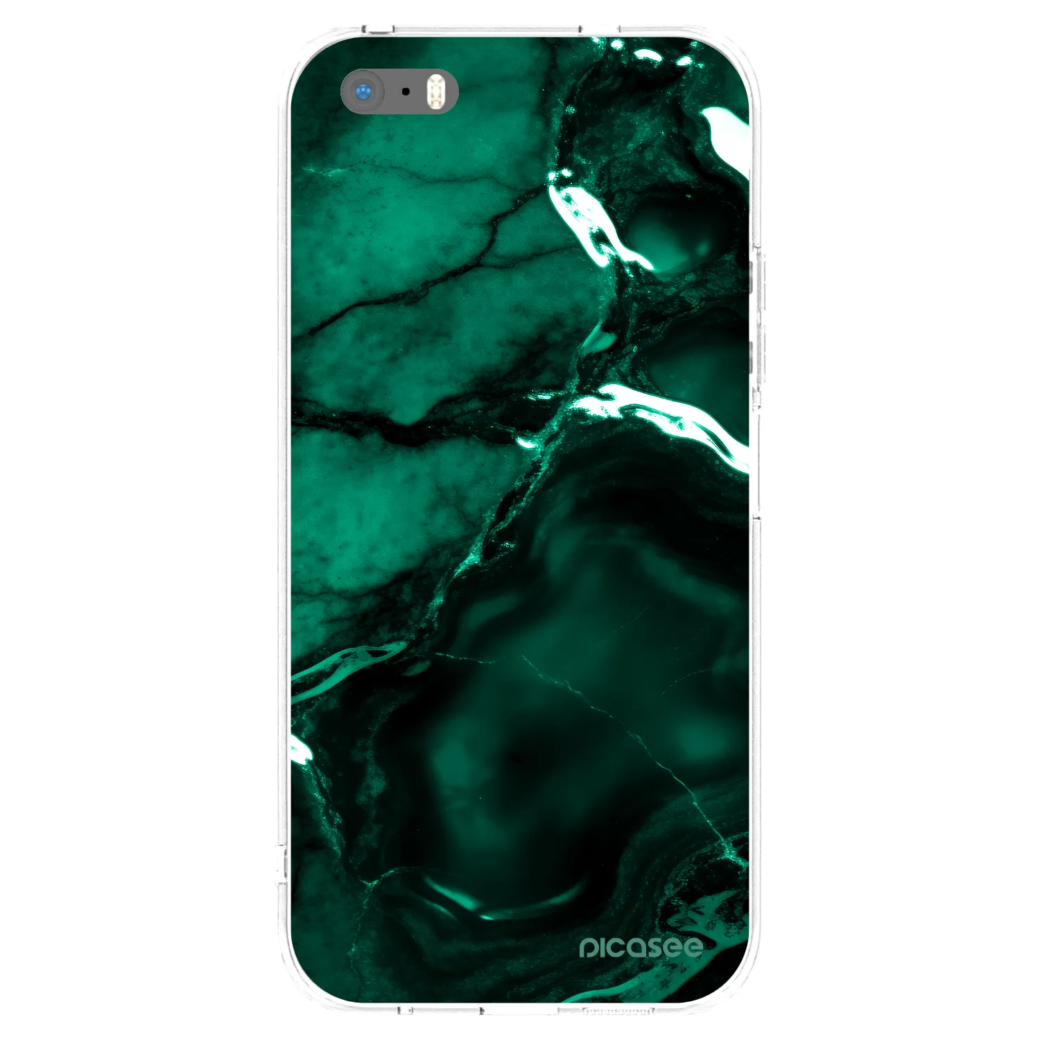 Picasee husă transparentă din silicon pentru Apple iPhone 5/5S/SE - Dark emerald