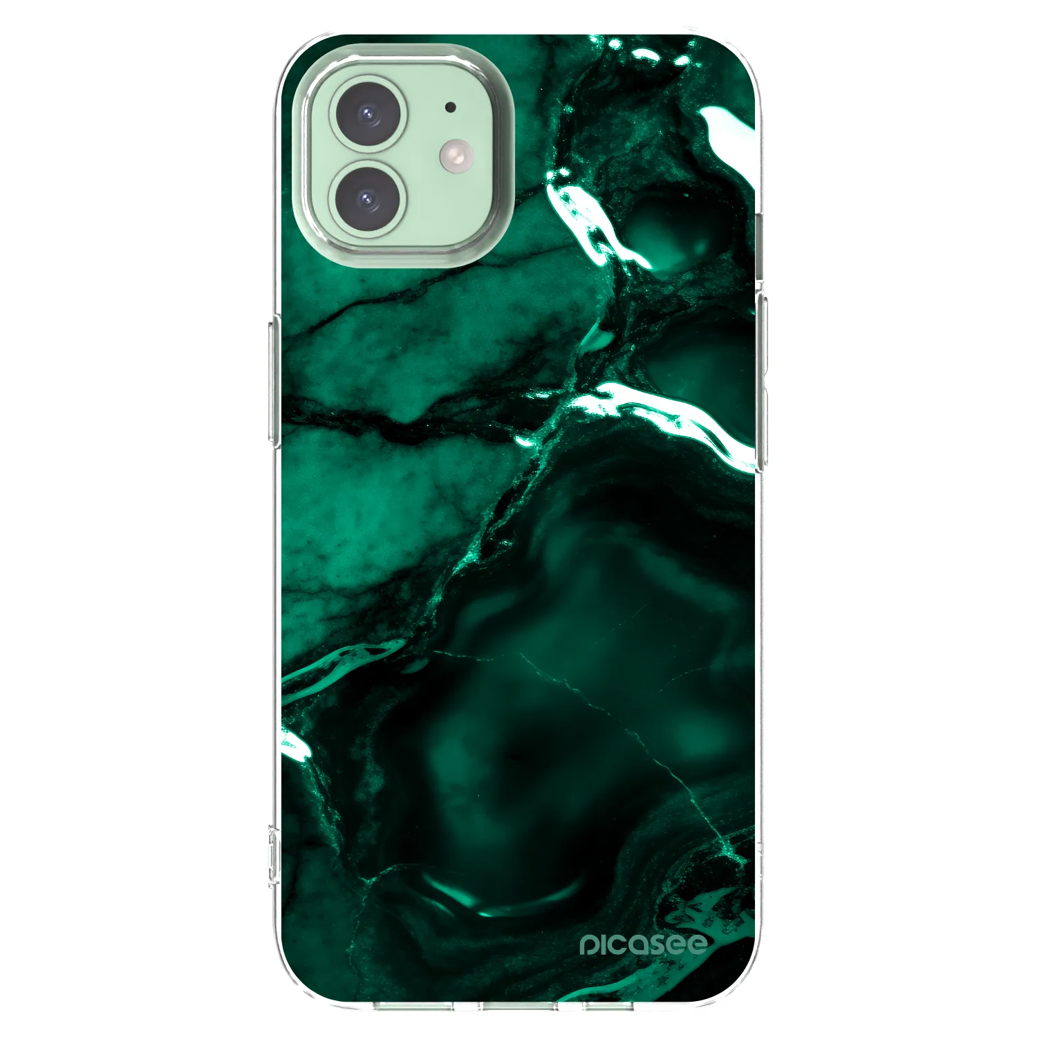 Picasee husă transparentă din silicon pentru Apple iPhone 12 - Dark emerald