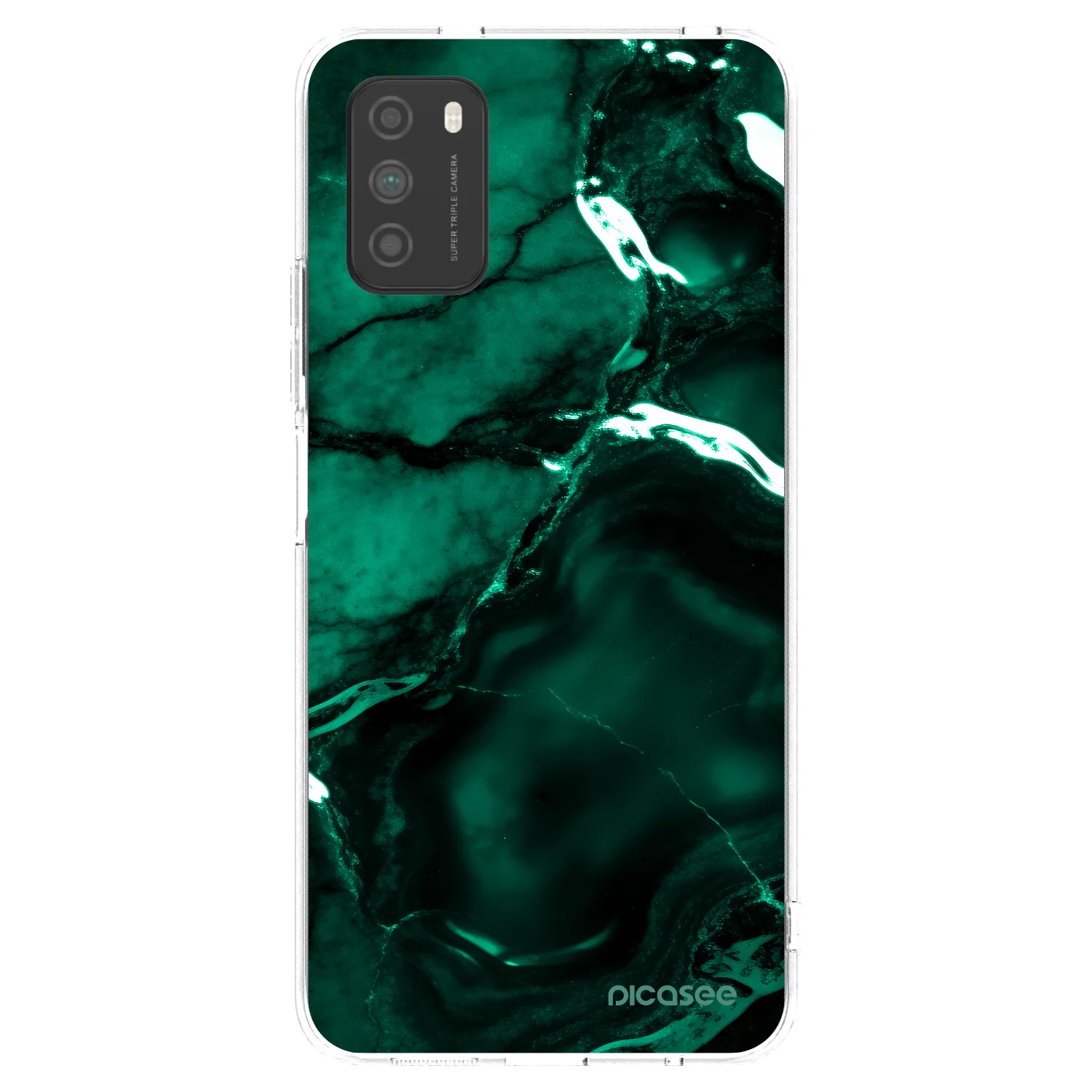 Picasee husă transparentă din silicon pentru Xiaomi Poco M3 - Dark emerald