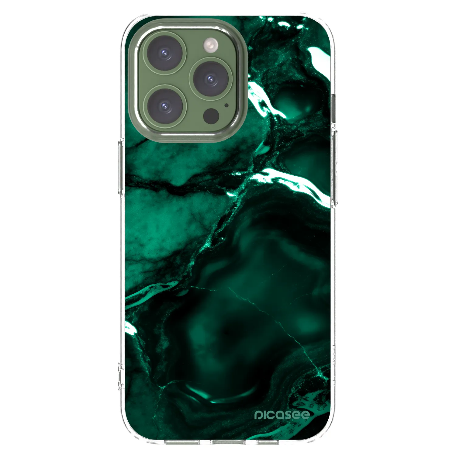 Picasee husă transparentă din silicon pentru Apple iPhone 13 Pro - Dark emerald