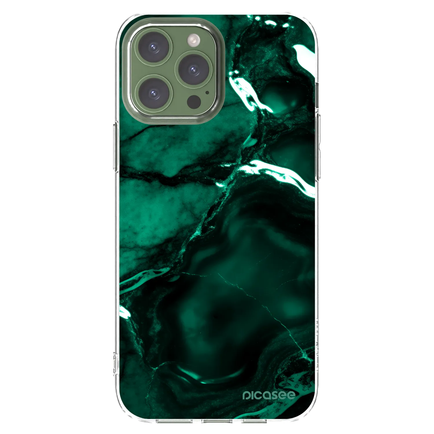 Picasee husă transparentă din silicon pentru Apple iPhone 13 Pro Max - Dark emerald