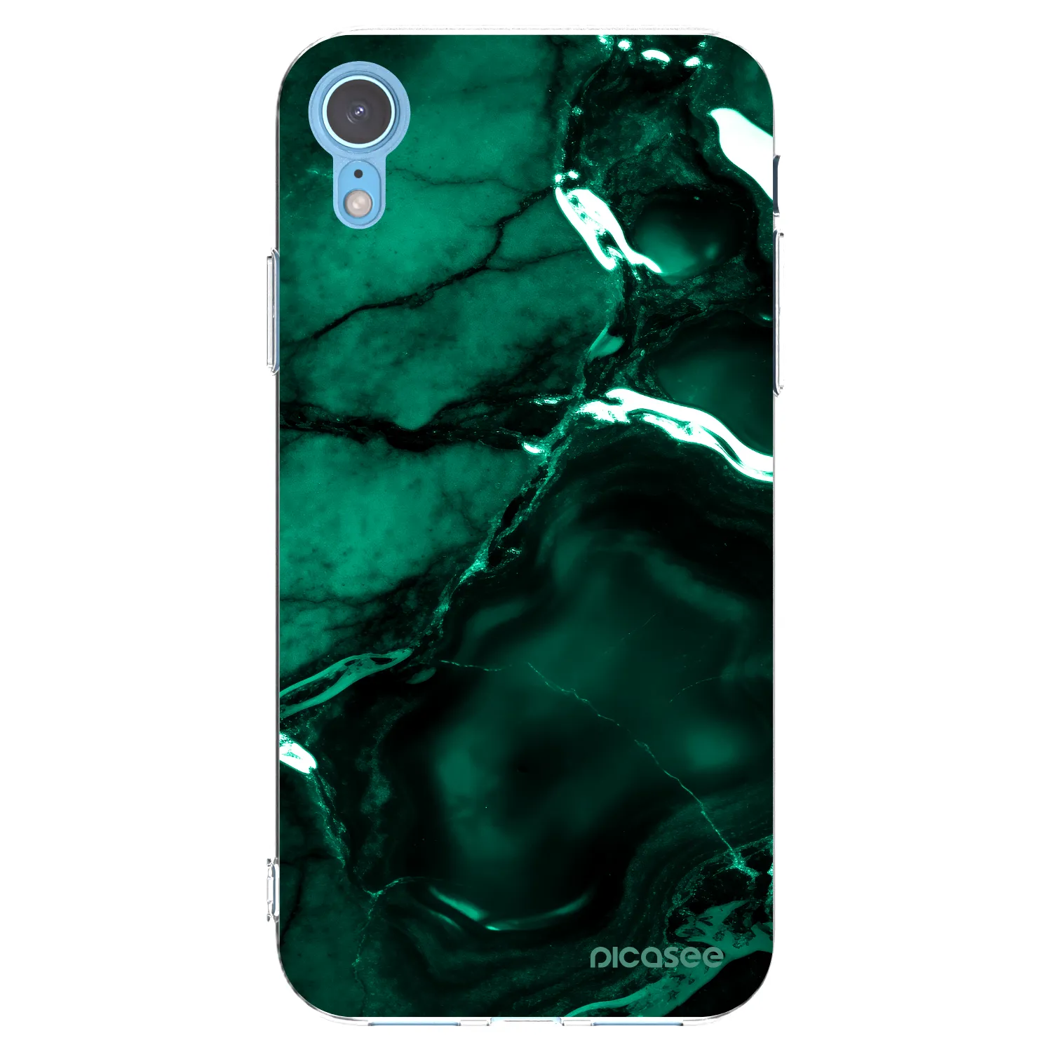Picasee husă transparentă din silicon pentru Apple iPhone XR - Dark emerald