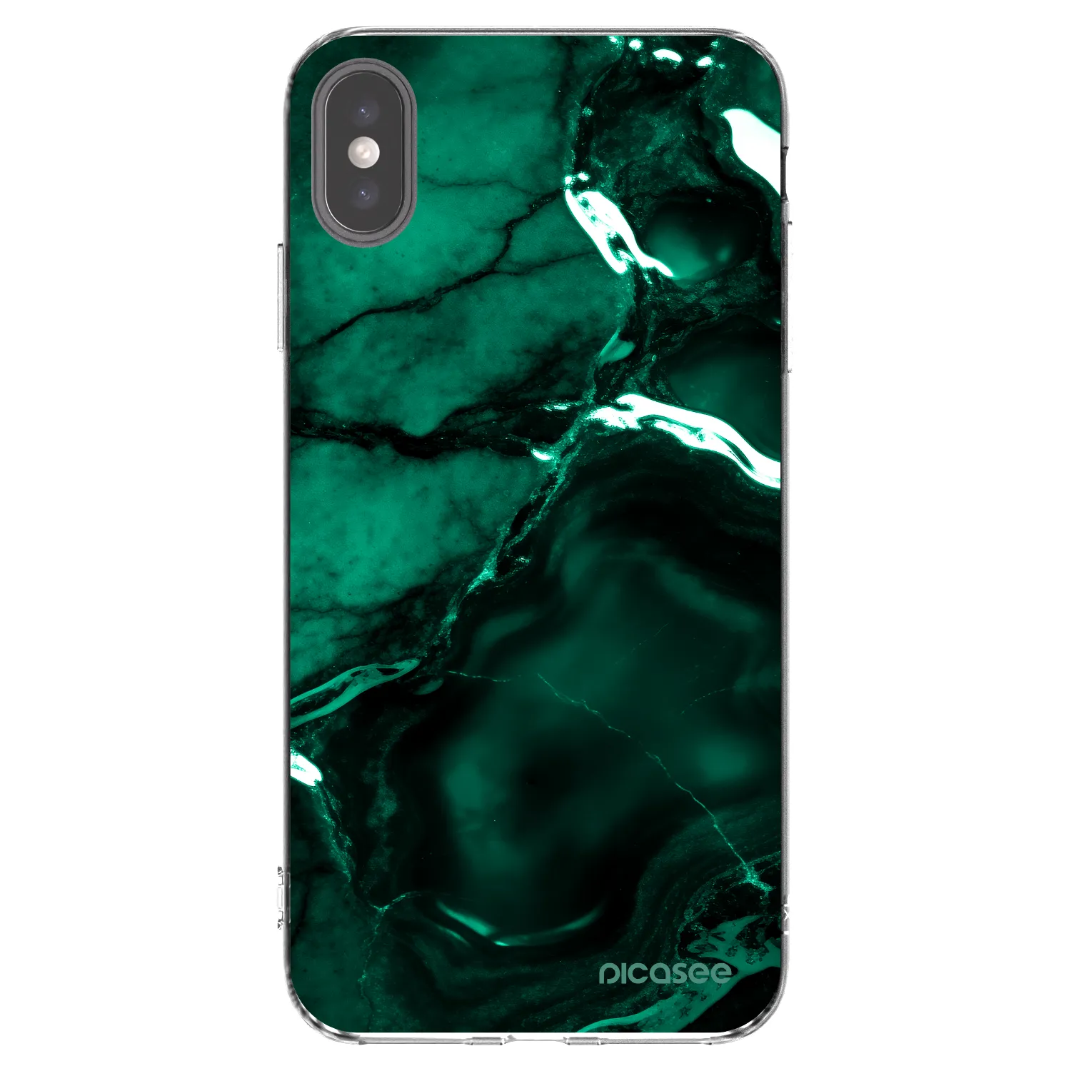 Picasee husă transparentă din silicon pentru Apple iPhone XS Max - Dark emerald