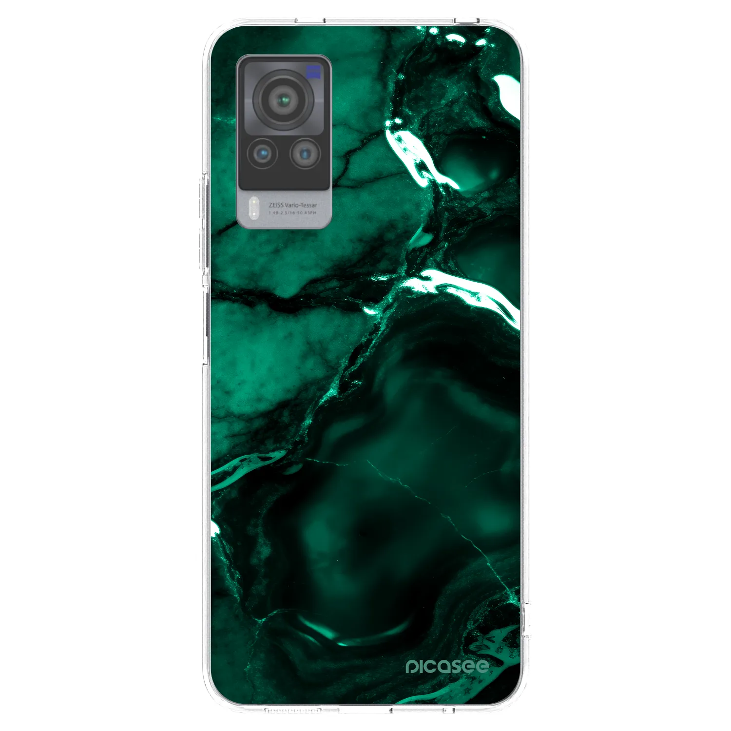 Picasee husă transparentă din silicon pentru Vivo X60 Pro 5G - Dark emerald