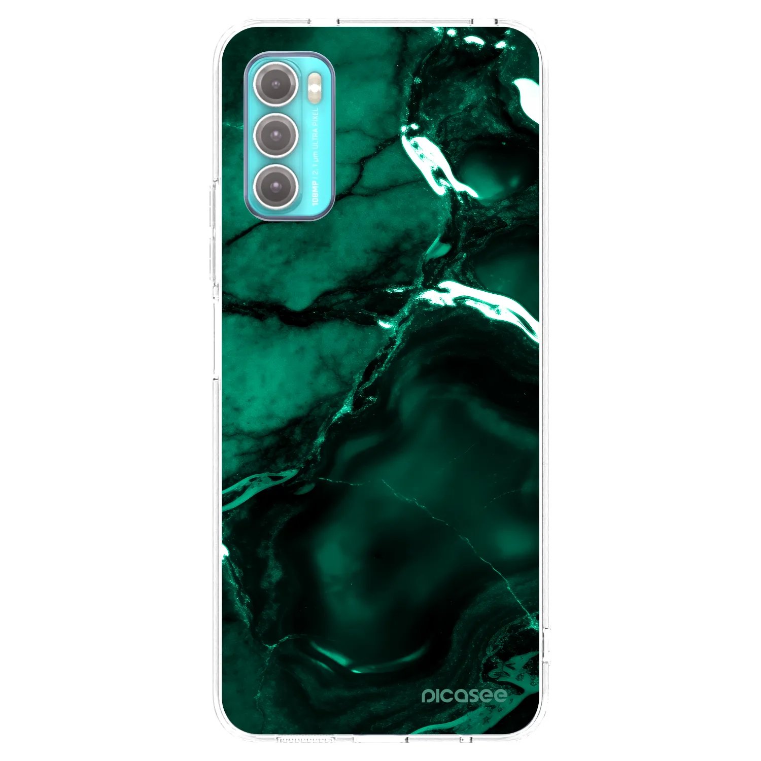 Picasee husă transparentă din silicon pentru Motorola Moto G60 - Dark emerald