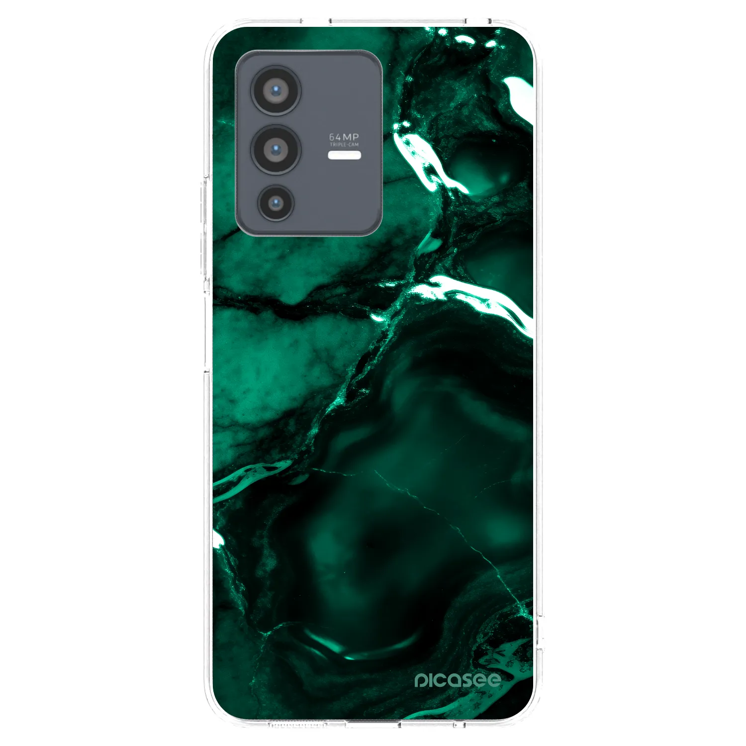 Picasee husă transparentă din silicon pentru Vivo V23 5G - Dark emerald