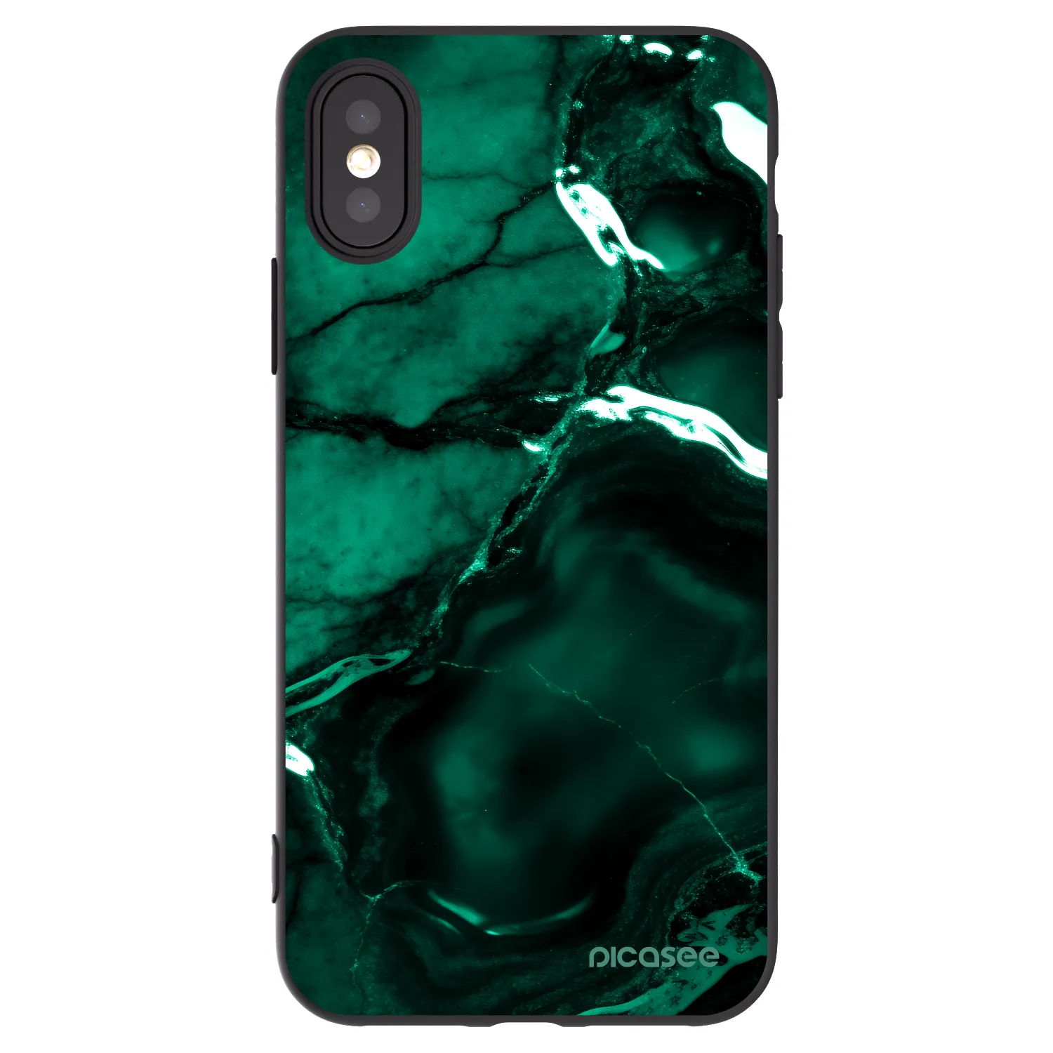 Picasee husă neagră din silicon pentru Apple iPhone X/XS - Dark emerald