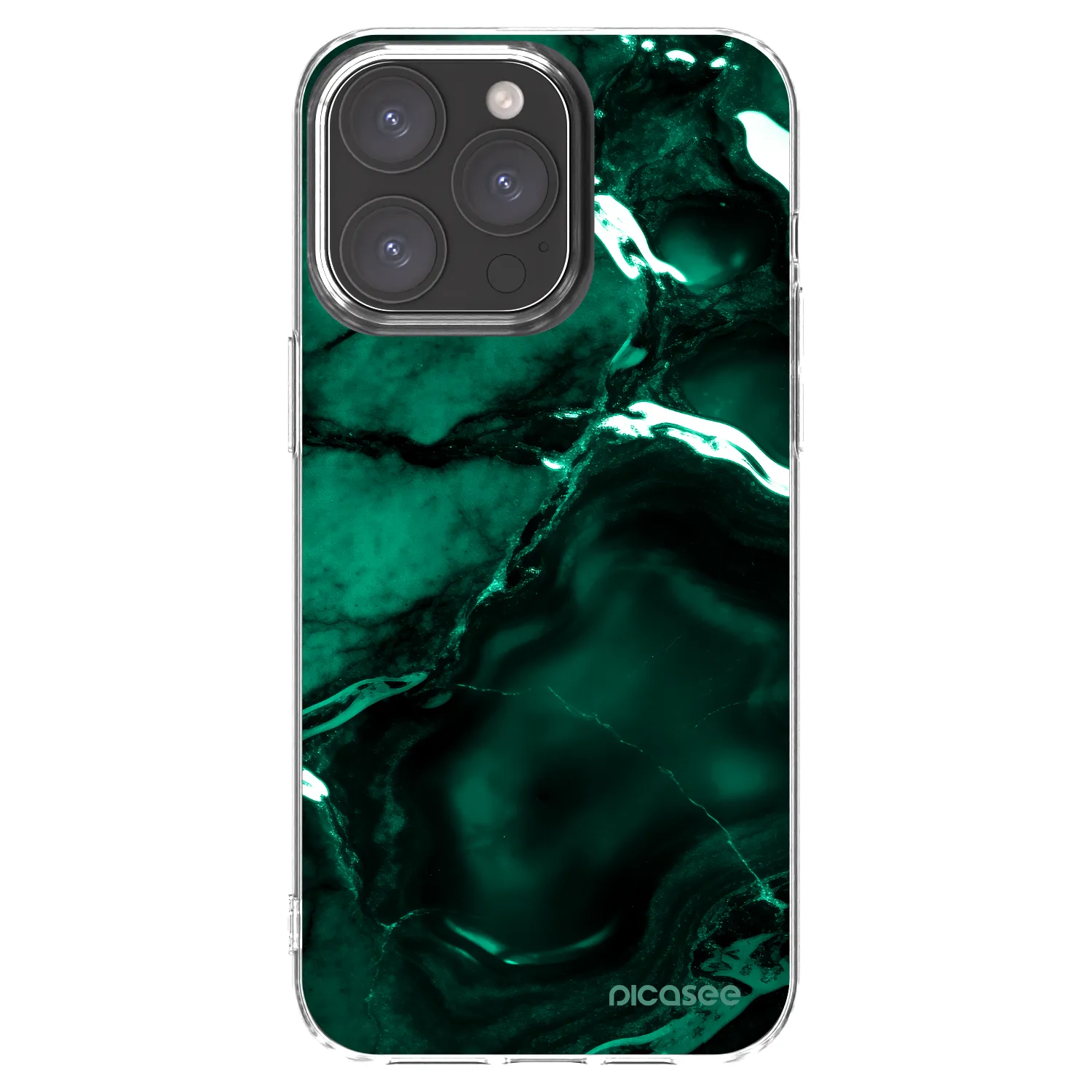 Picasee husă transparentă din silicon pentru Apple iPhone 15 Pro Max - Dark emerald
