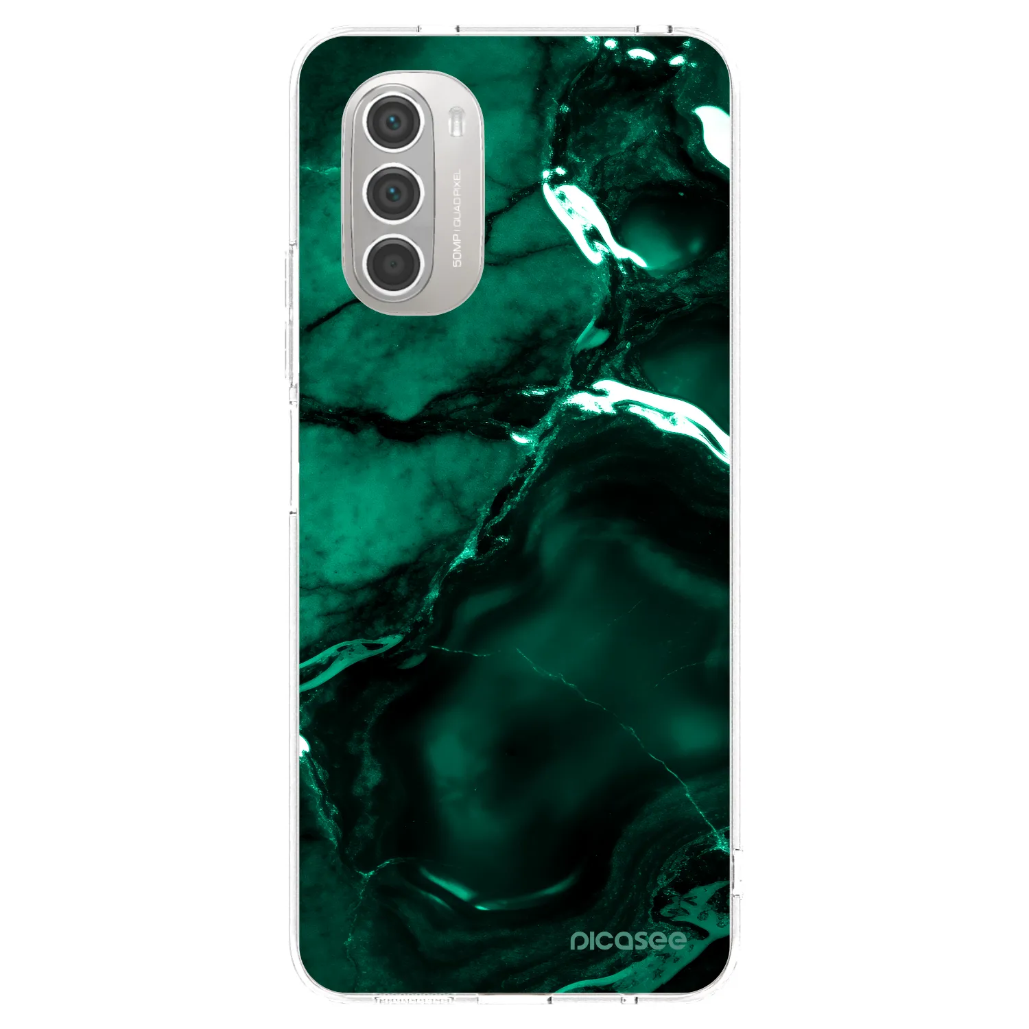 Picasee husă transparentă din silicon pentru Motorola Moto G51 - Dark emerald