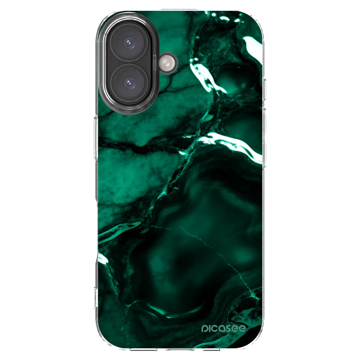Picasee husă transparentă din silicon pentru Apple iPhone 16 - Dark emerald