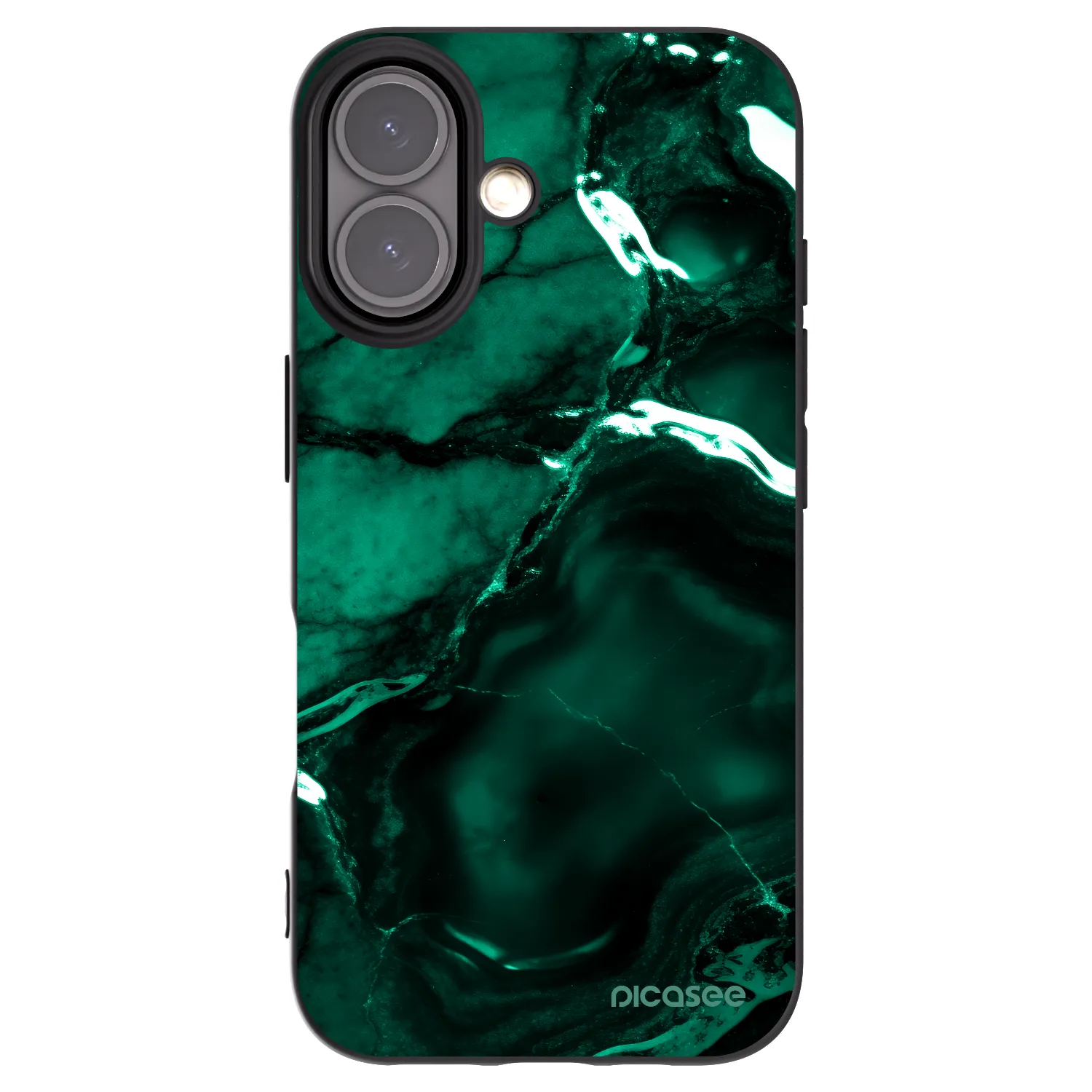 Picasee husă neagră din silicon pentru Apple iPhone 16 - Dark emerald