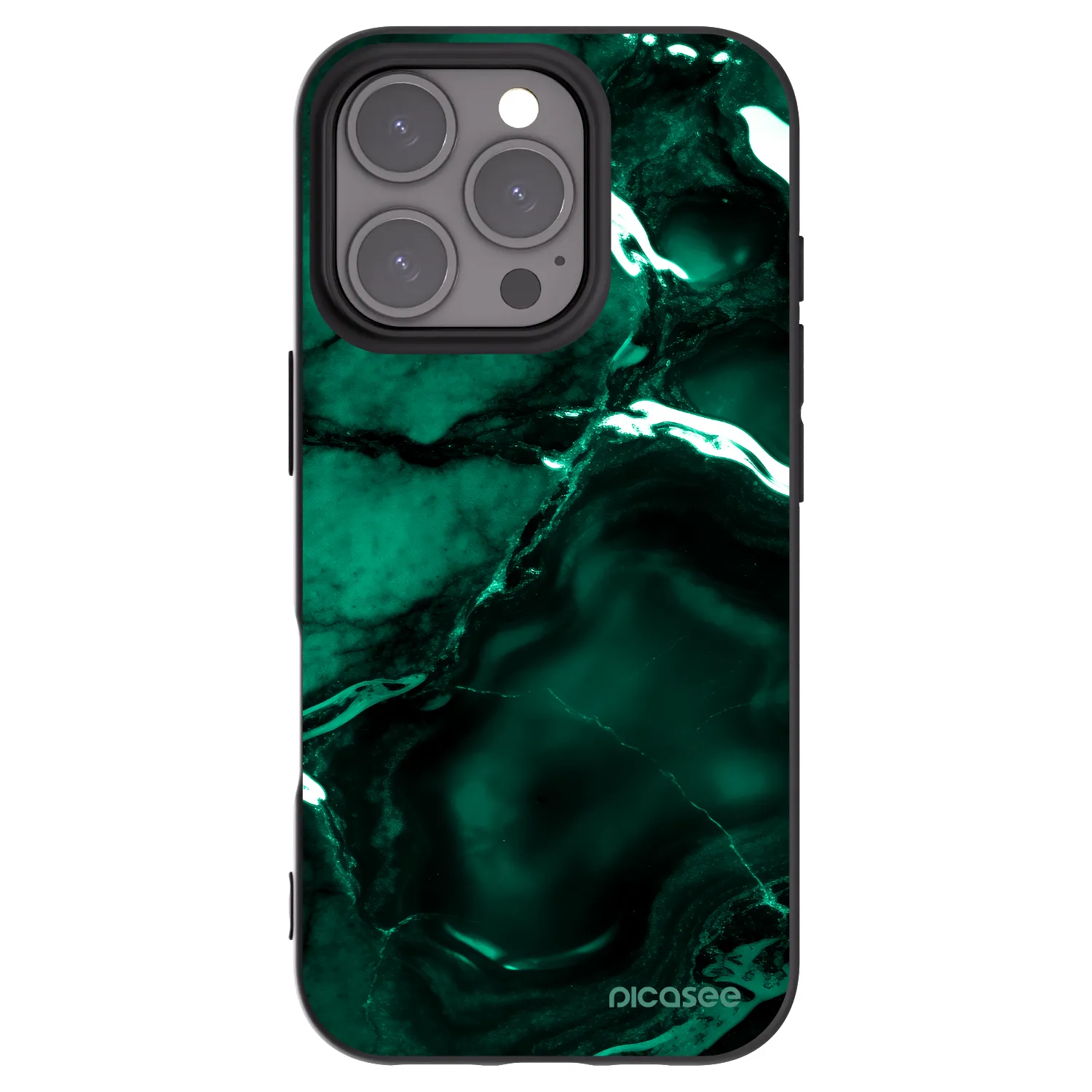 Picasee husă neagră din silicon pentru Apple iPhone 16 Pro - Dark emerald