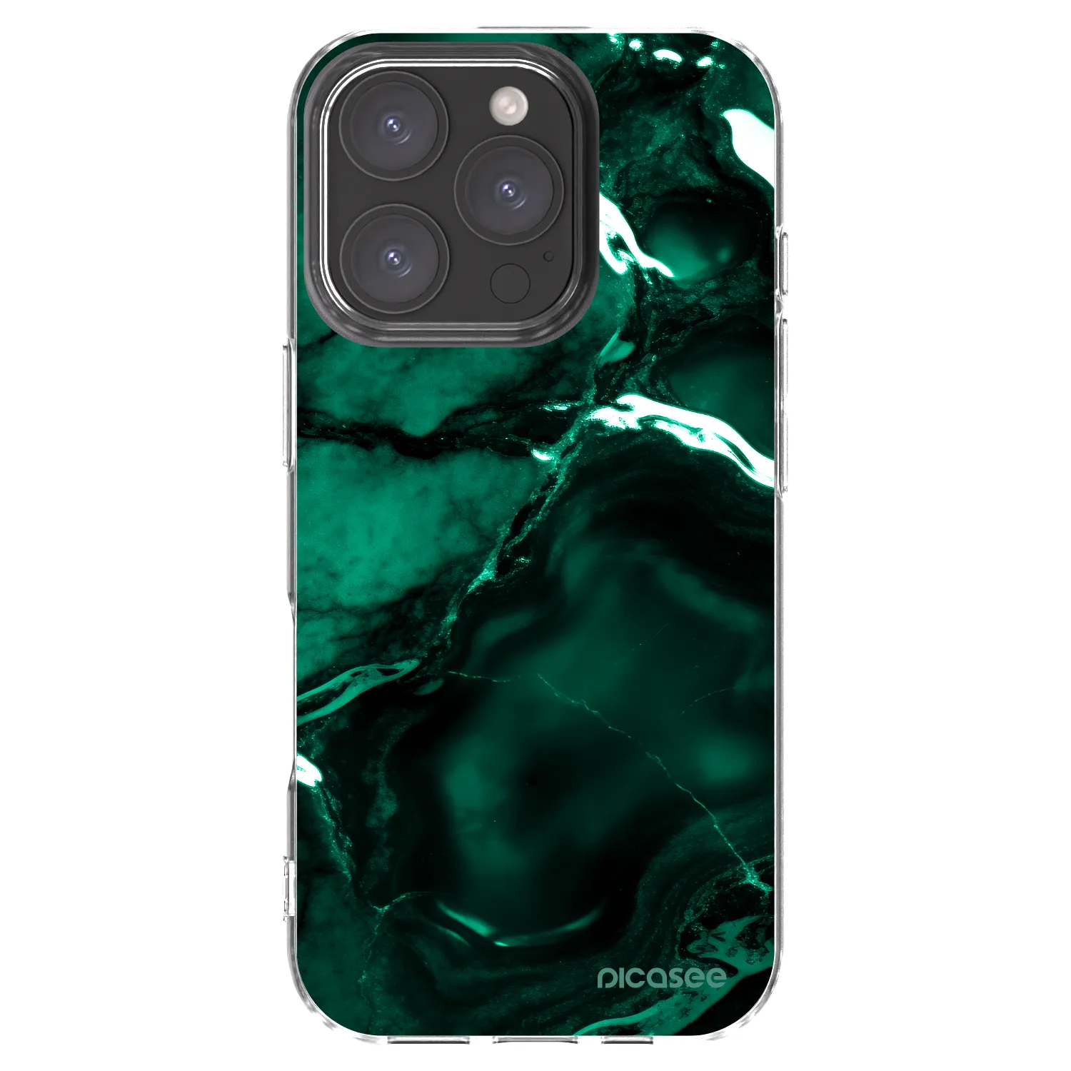 Picasee husă transparentă din silicon pentru Apple iPhone 16 Pro - Dark emerald