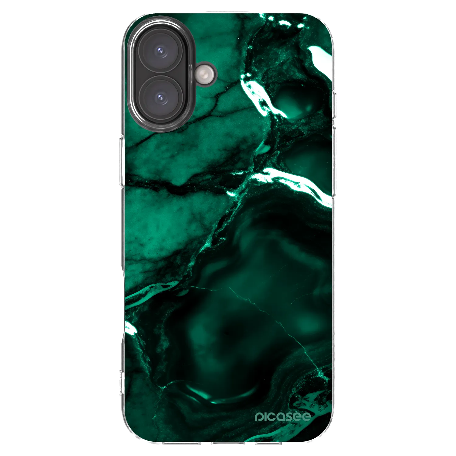 Picasee husă transparentă din silicon pentru Apple iPhone 16 Plus - Dark emerald