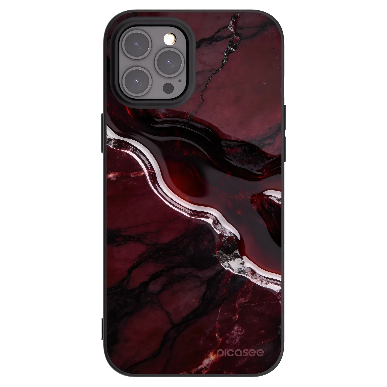 Picasee husă neagră din silicon pentru Apple iPhone 12 Pro Max - Cherry stone