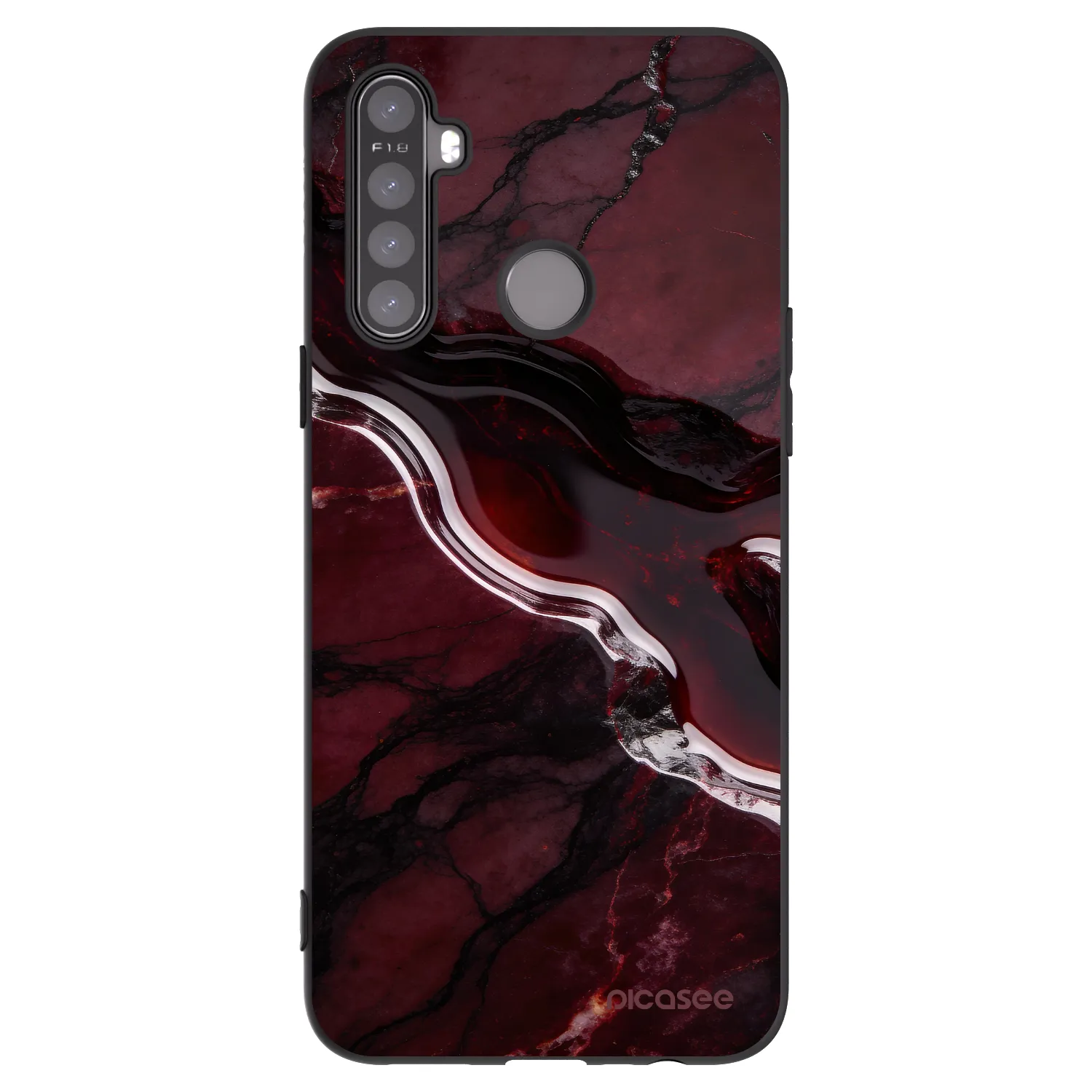 Picasee husă neagră din silicon pentru Realme 6i - Cherry stone