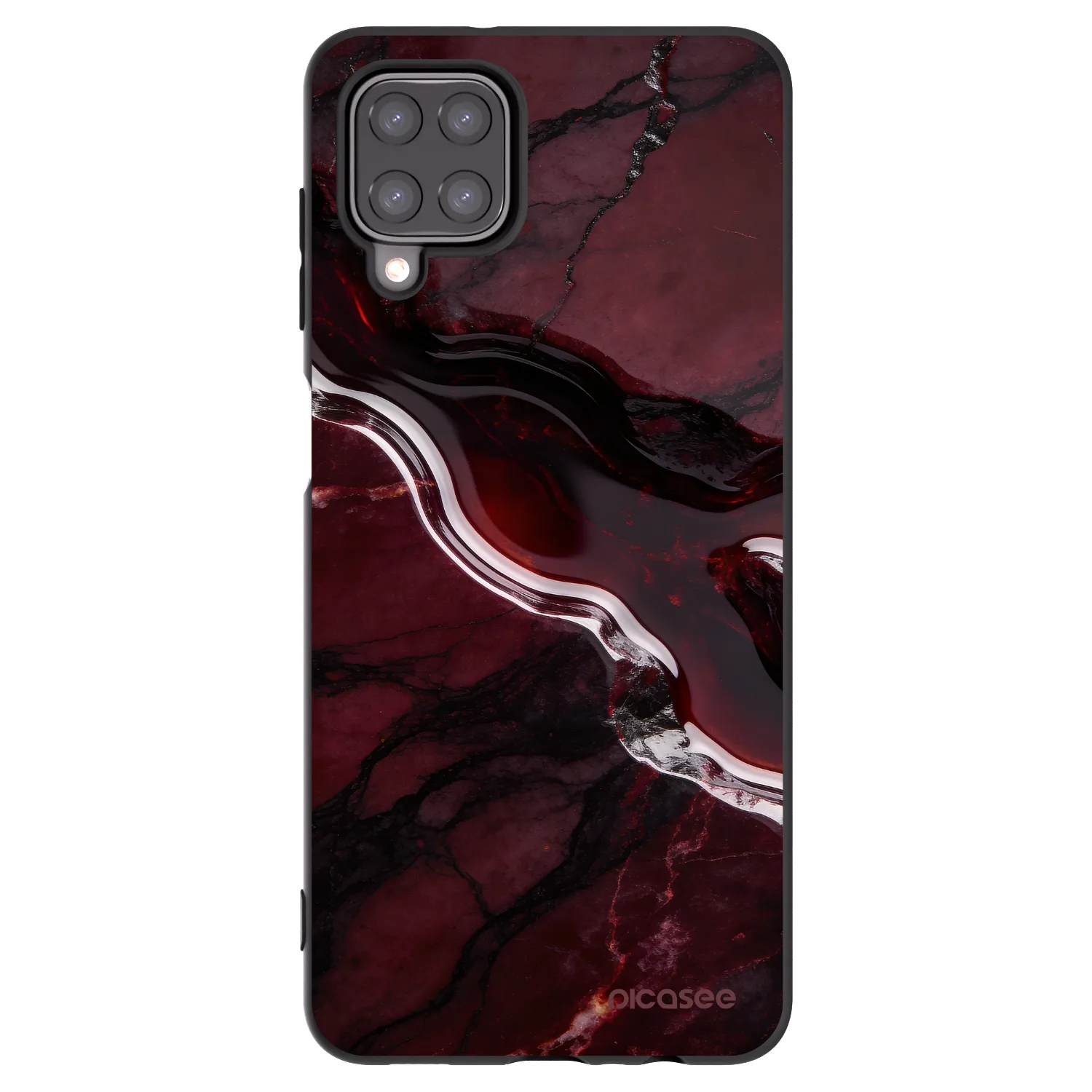 Picasee husă neagră din silicon pentru Samsung Galaxy A12 A125F - Cherry stone
