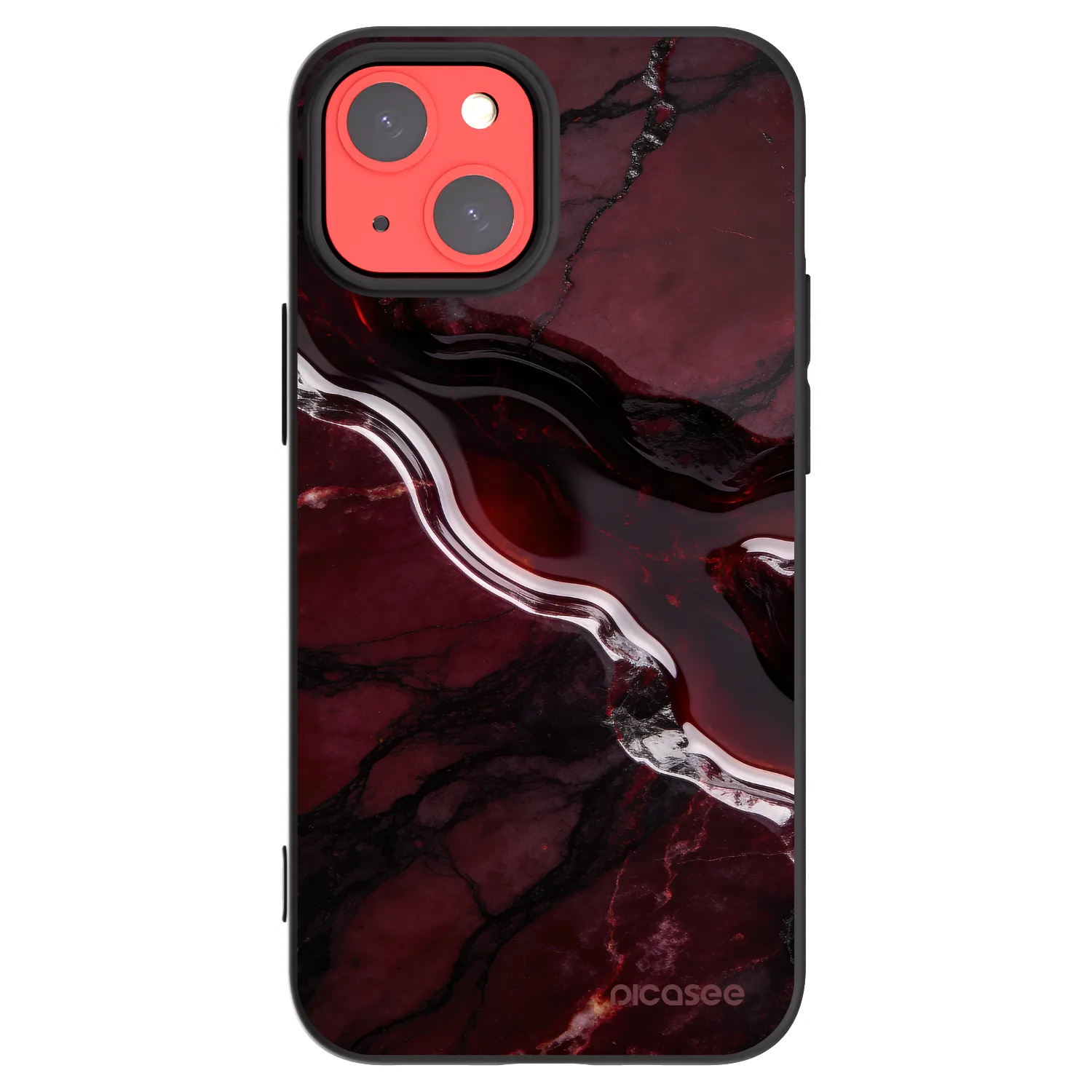 Picasee husă neagră din silicon pentru Apple iPhone 13 mini - Cherry stone