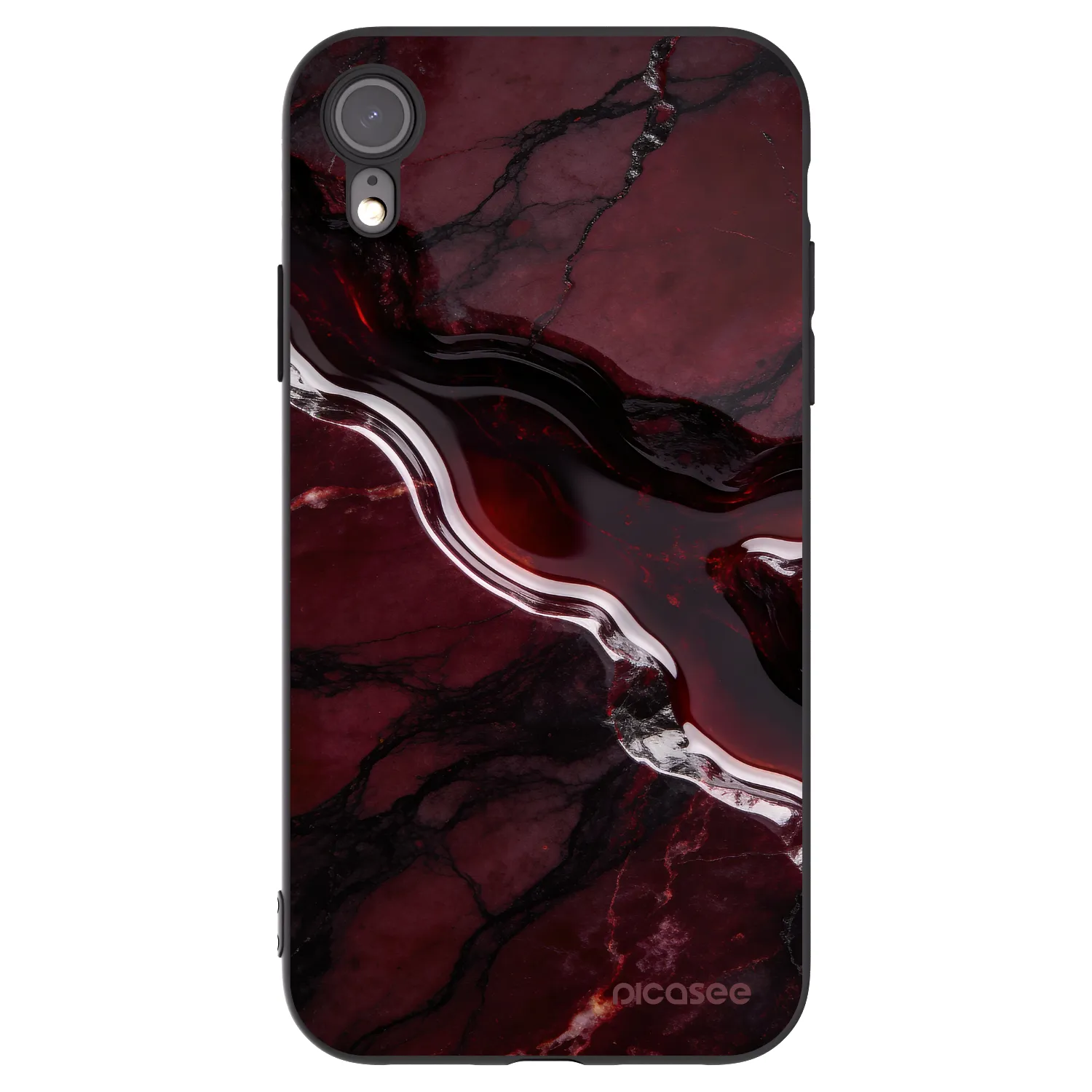 Picasee husă neagră din silicon pentru Apple iPhone XR - Cherry stone