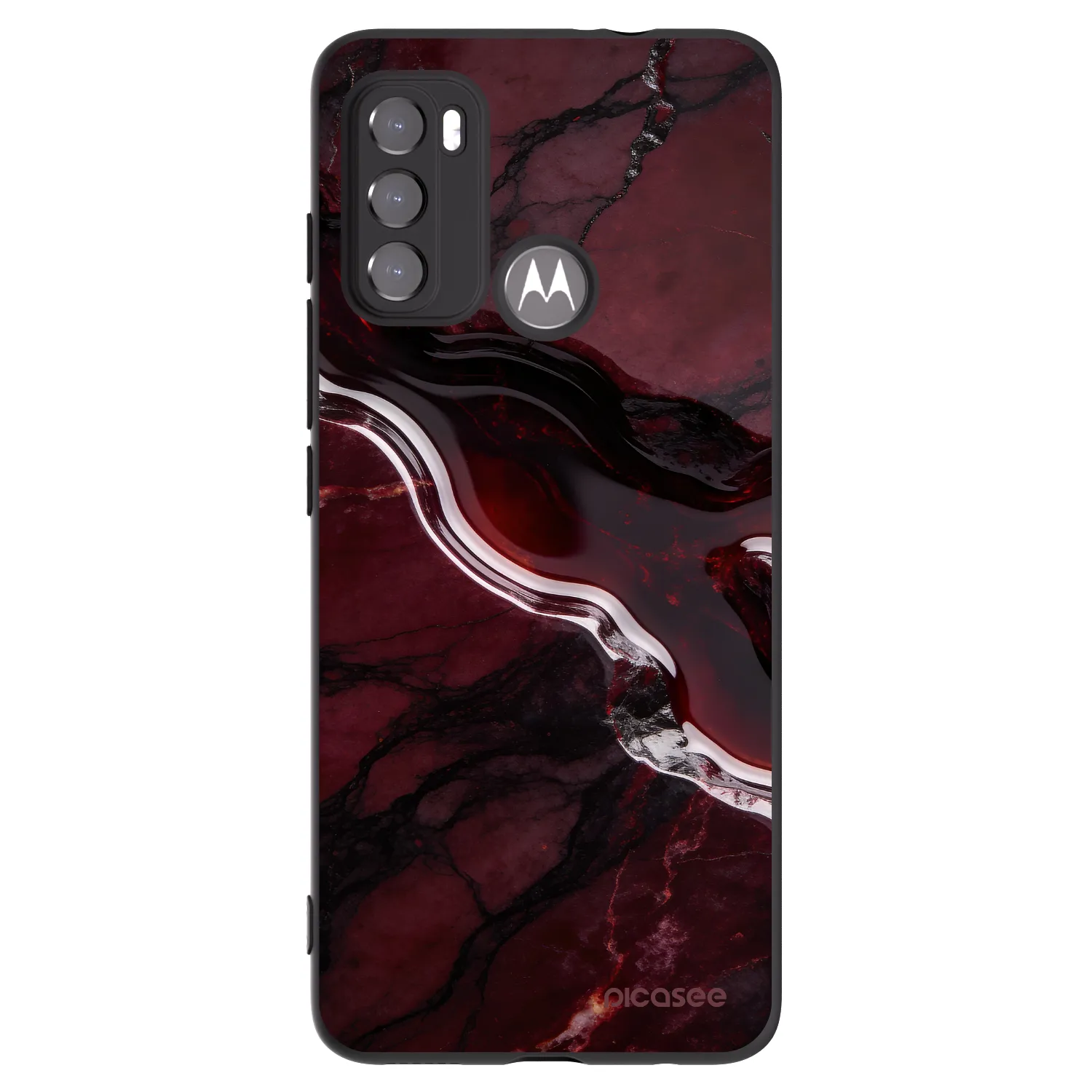 Picasee husă neagră din silicon pentru Motorola Moto G60 - Cherry stone