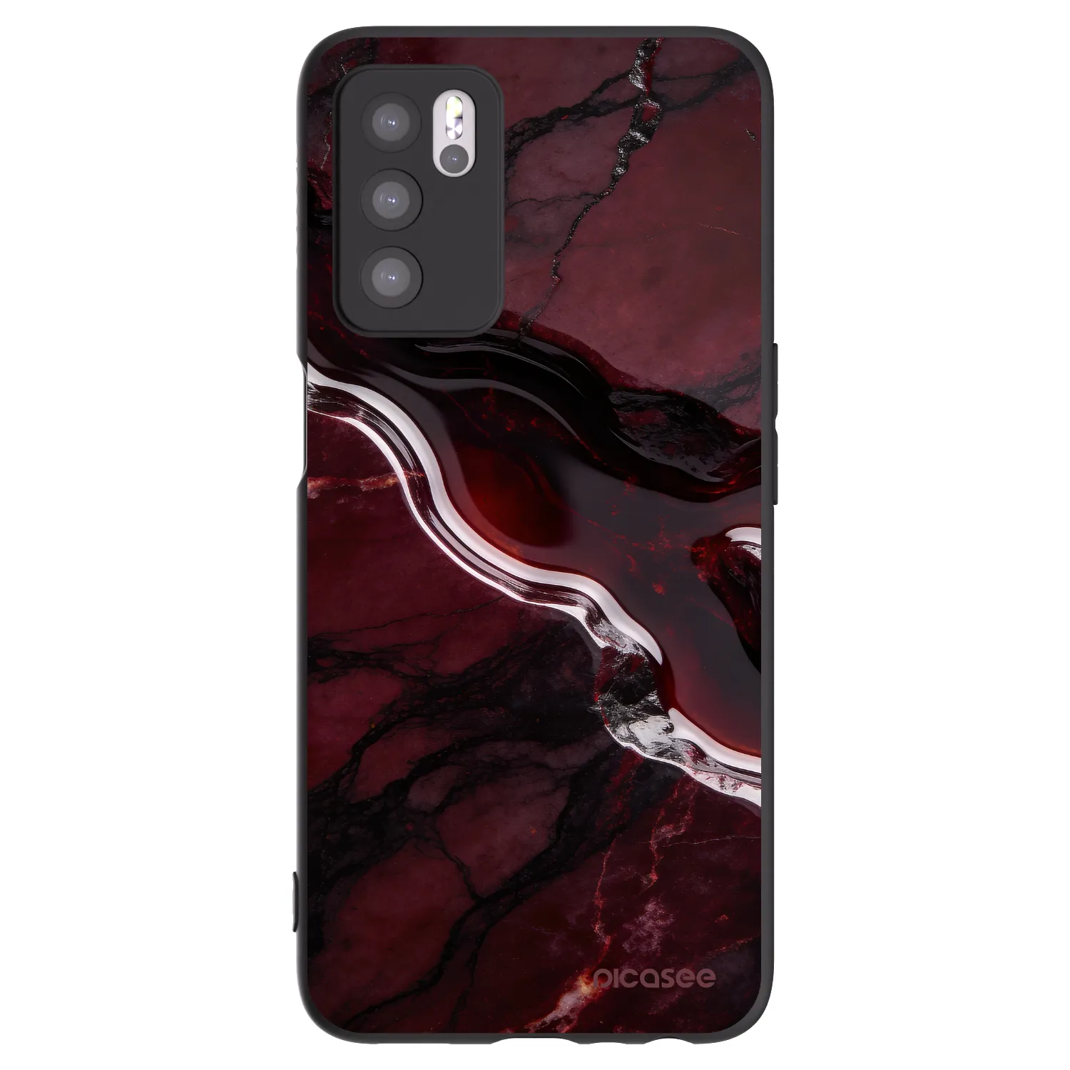 Picasee husă neagră din silicon pentru OPPO A16s - Cherry stone