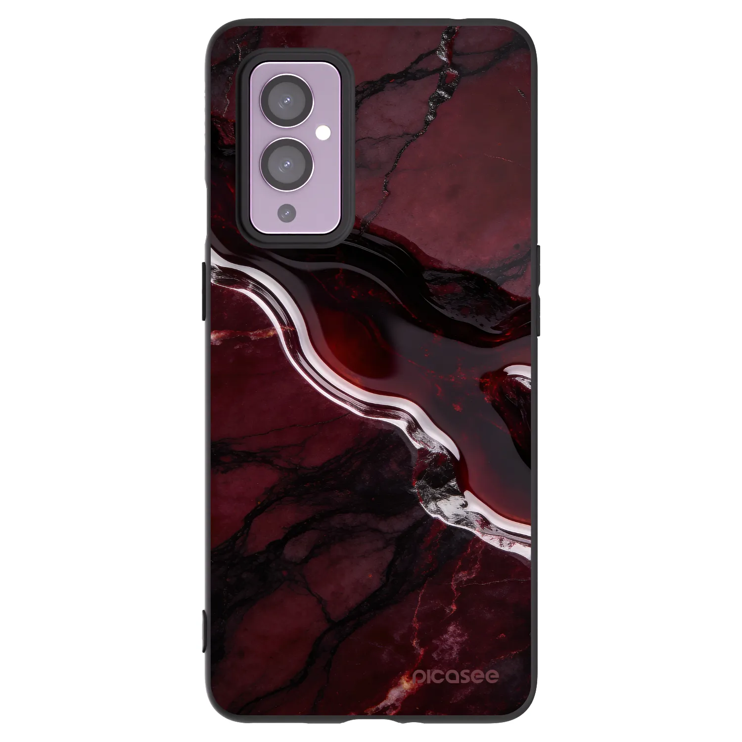 Picasee husă neagră din silicon pentru OnePlus 9 - Cherry stone
