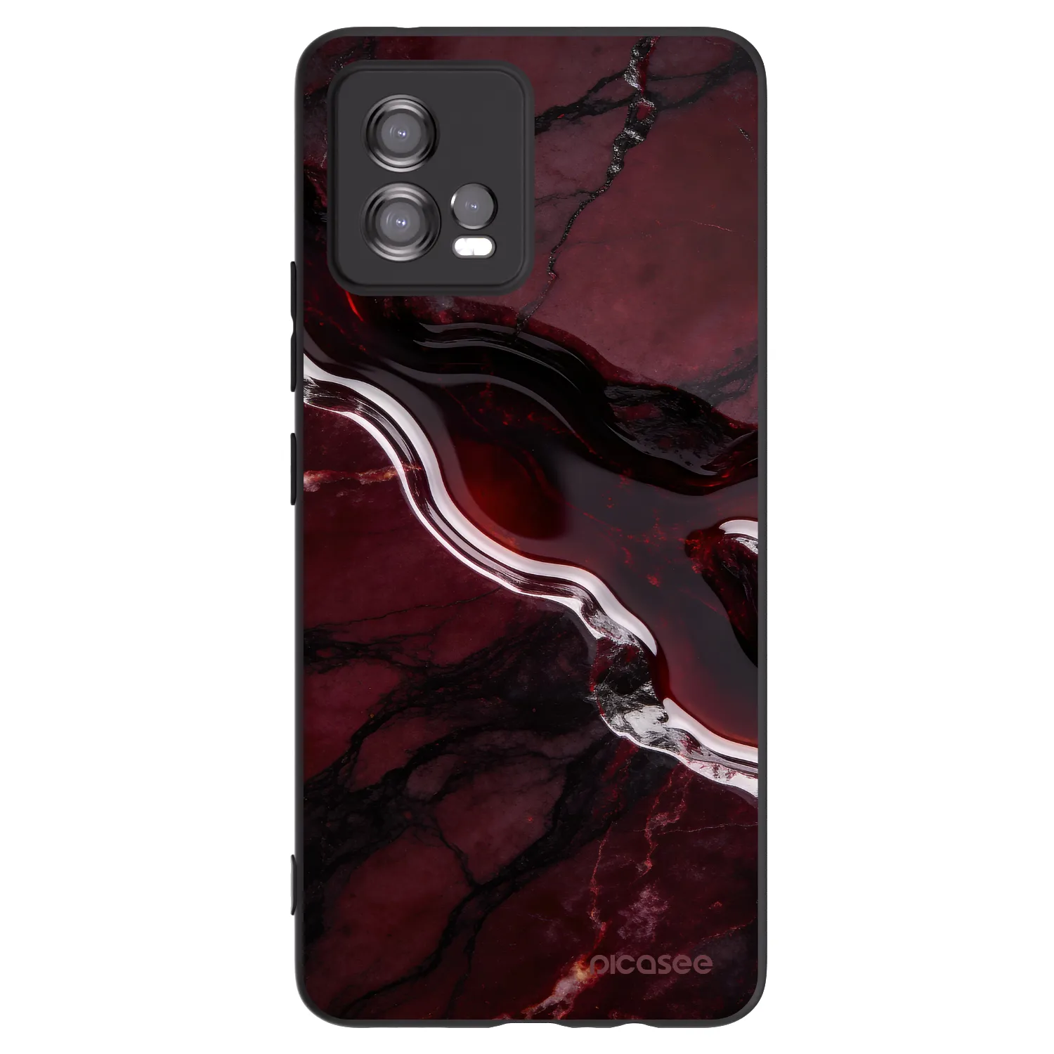 Picasee husă neagră din silicon pentru Motorola Moto G72 - Cherry stone
