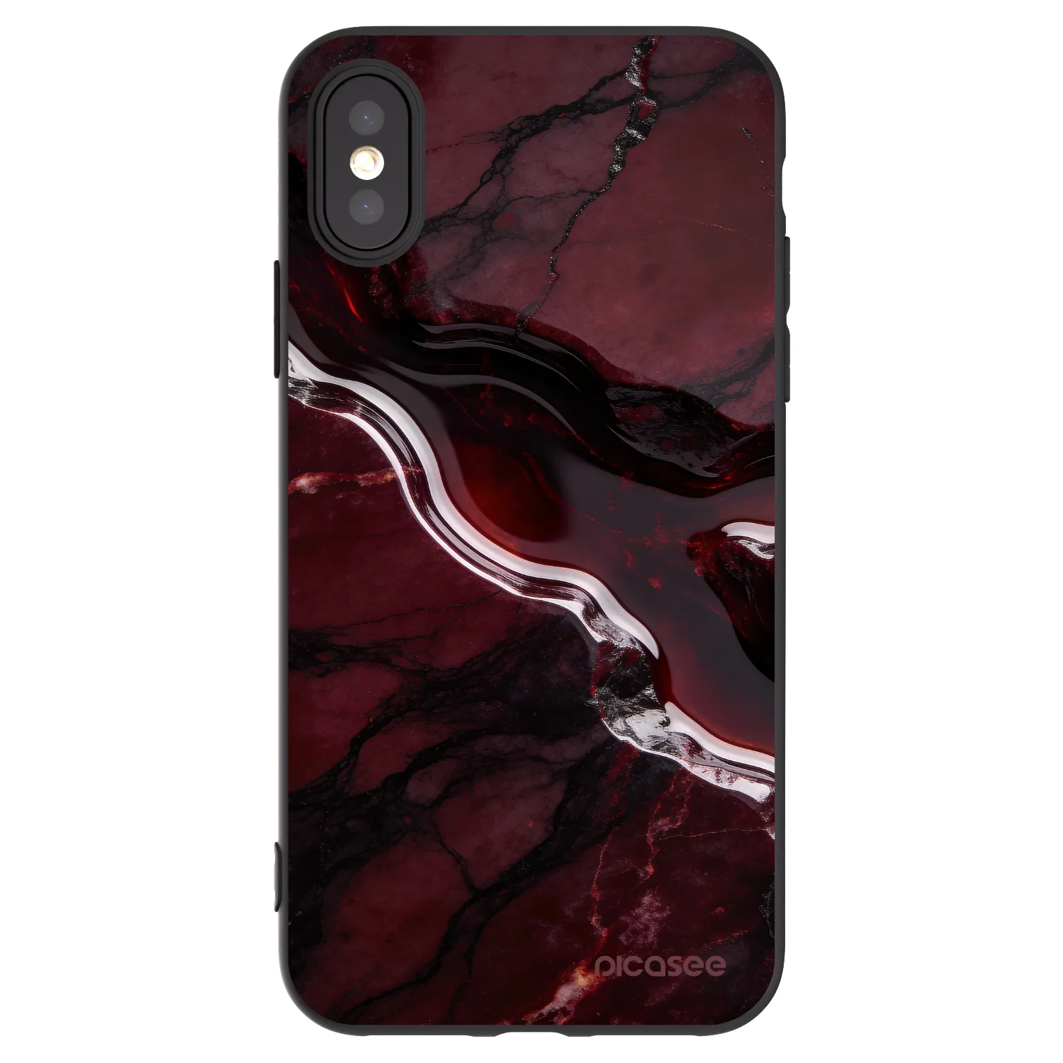 Picasee husă neagră din silicon pentru Apple iPhone X/XS - Cherry stone