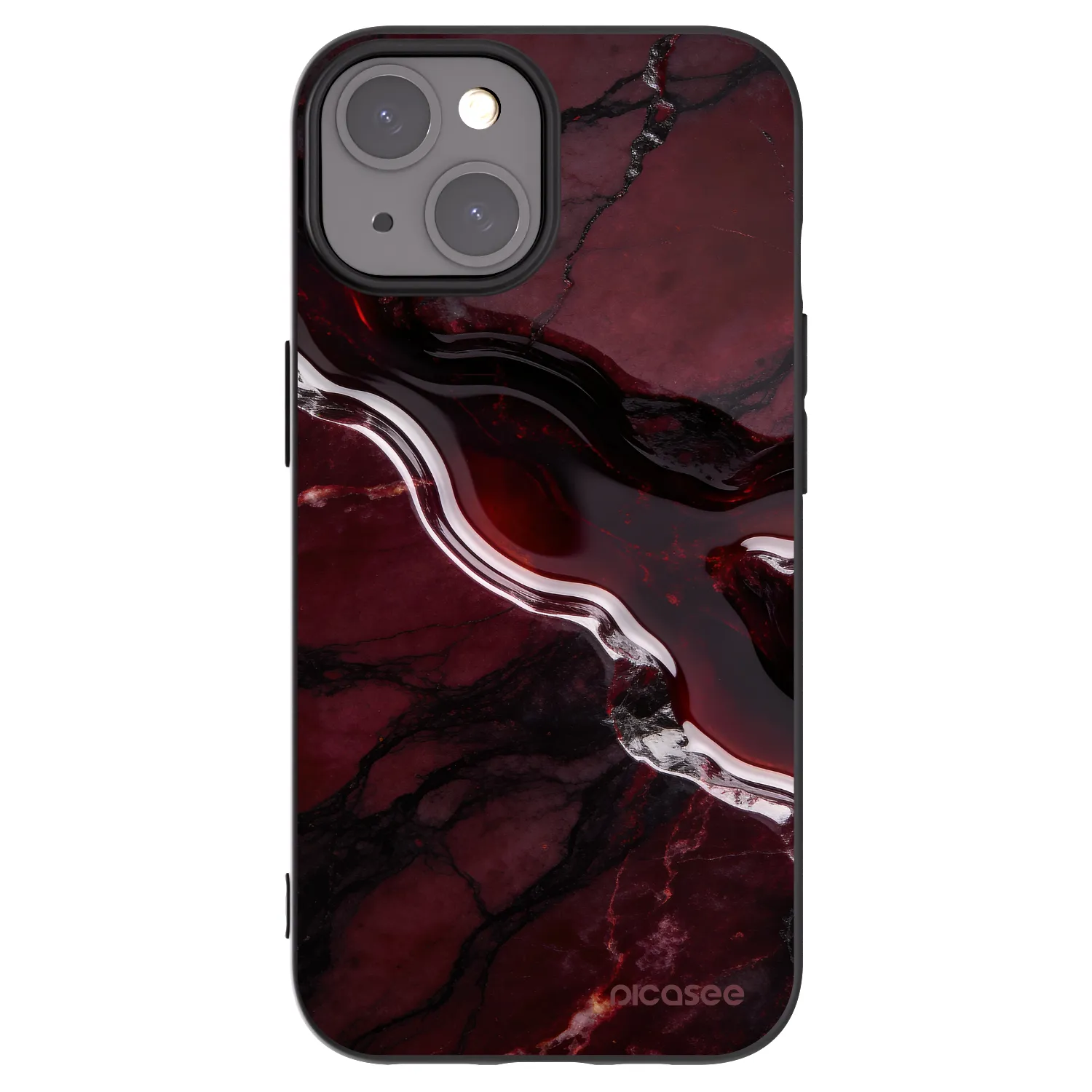 Picasee husă neagră din silicon pentru Apple iPhone 15 - Cherry stone