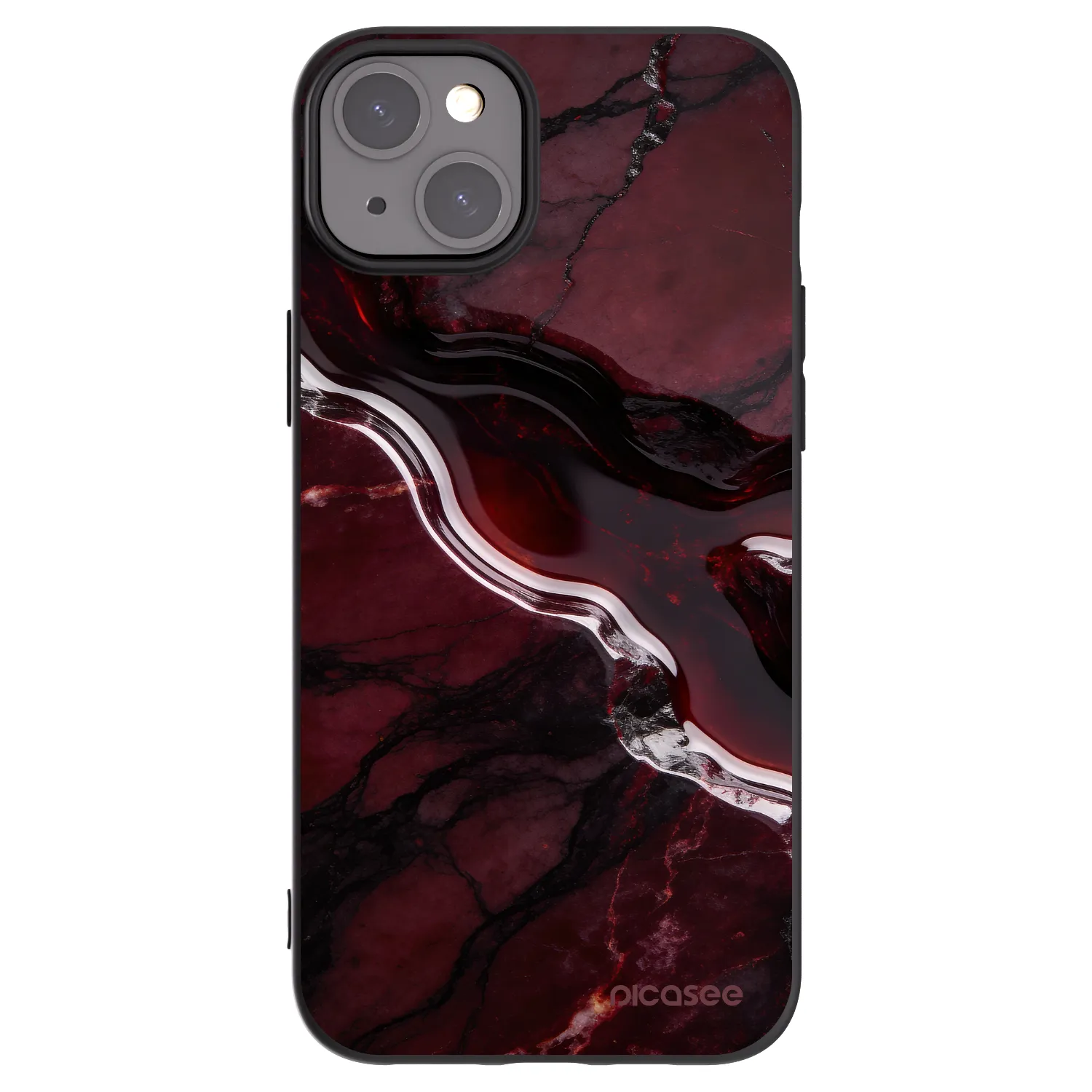 Picasee husă neagră din silicon pentru Apple iPhone 15 Plus - Cherry stone