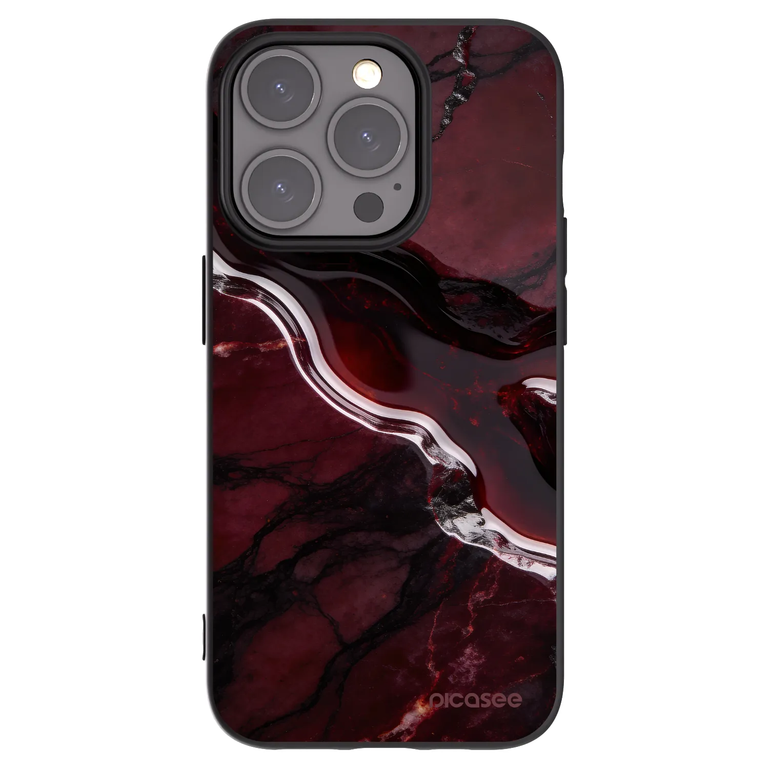 Picasee husă neagră din silicon pentru Apple iPhone 15 Pro - Cherry stone