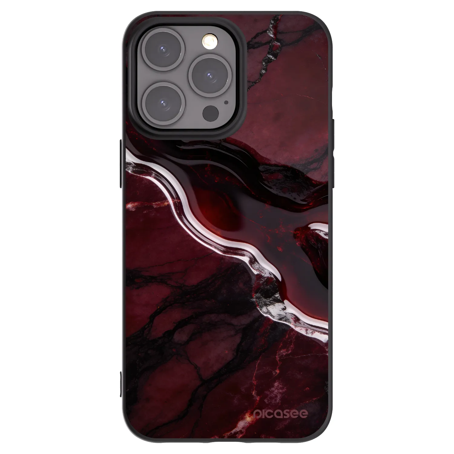 Picasee husă neagră din silicon pentru Apple iPhone 15 Pro Max - Cherry stone