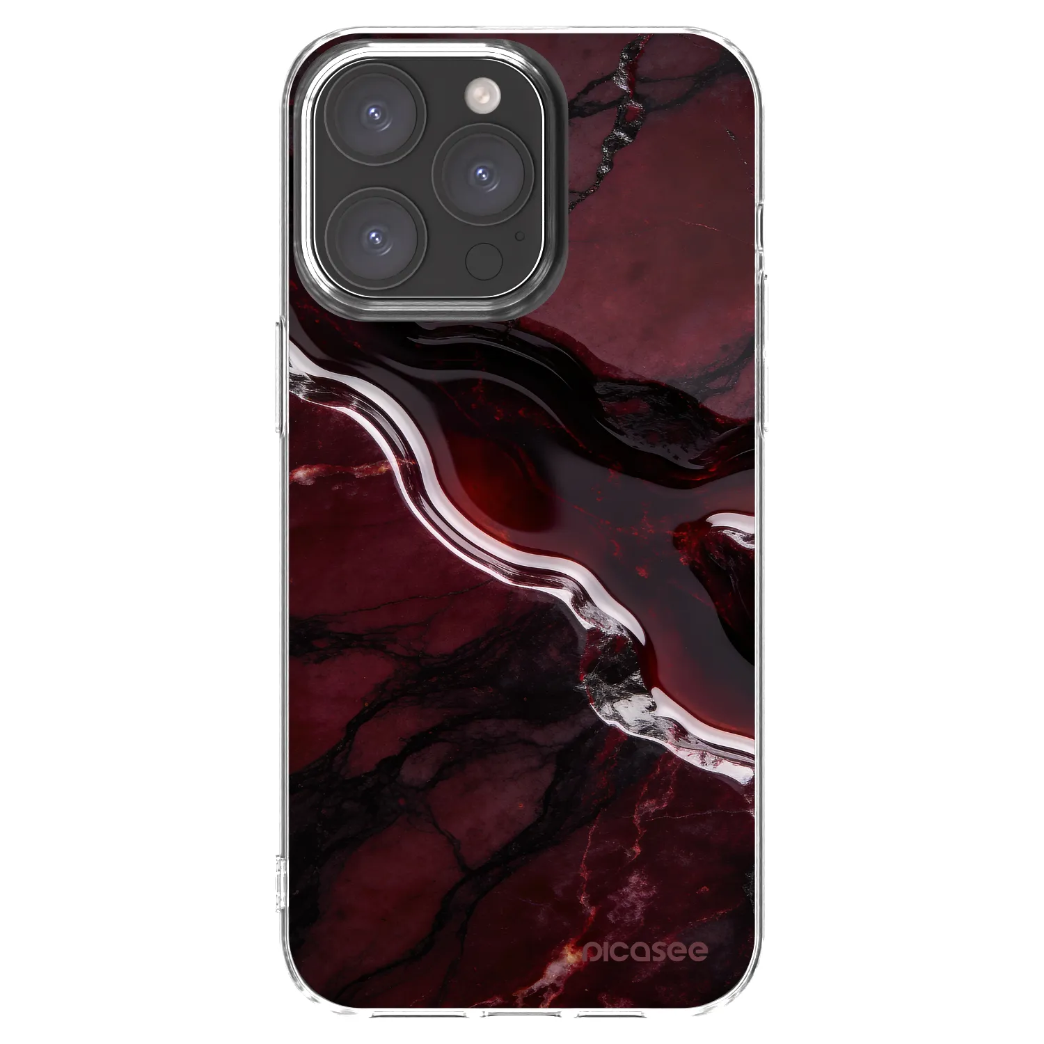 Picasee husă transparentă din silicon pentru Apple iPhone 15 Pro Max - Cherry stone