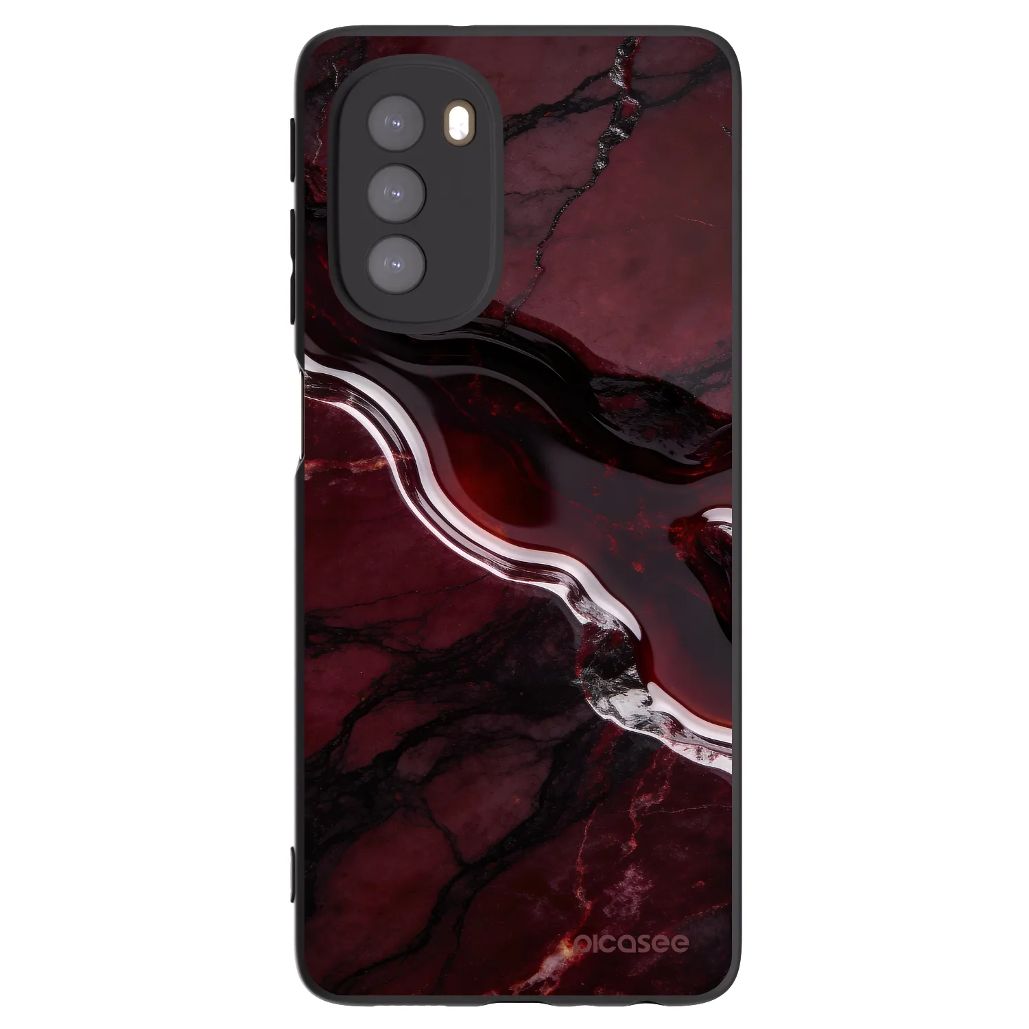 Picasee husă neagră din silicon pentru Motorola Moto G51 - Cherry stone