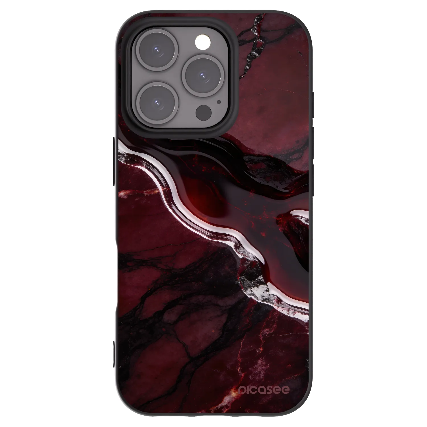 Picasee husă neagră din silicon pentru Apple iPhone 16 Pro - Cherry stone