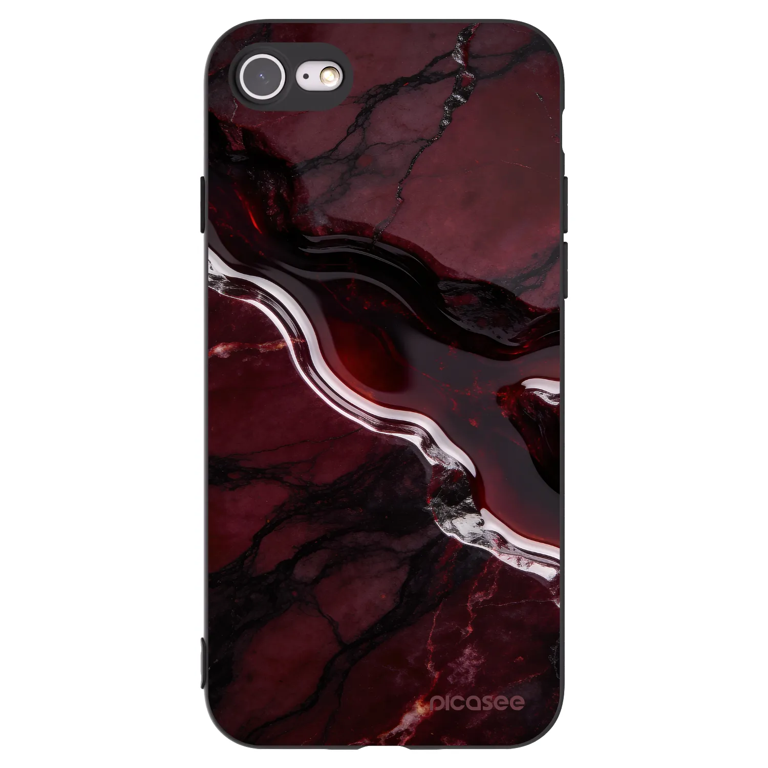 Picasee husă neagră din silicon pentru Apple iPhone 8 - Cherry stone