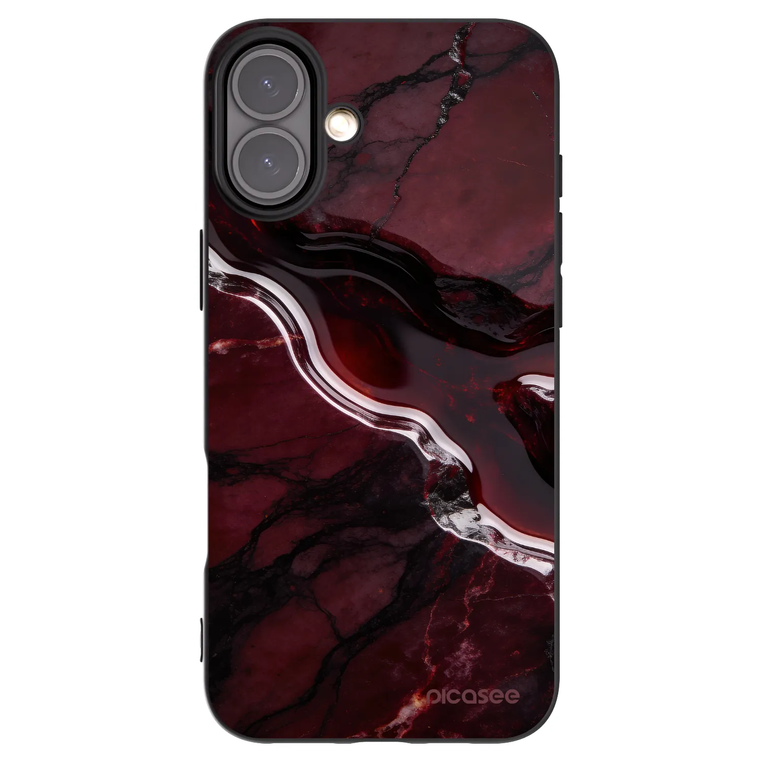 Picasee husă neagră din silicon pentru Apple iPhone 16 Plus - Cherry stone
