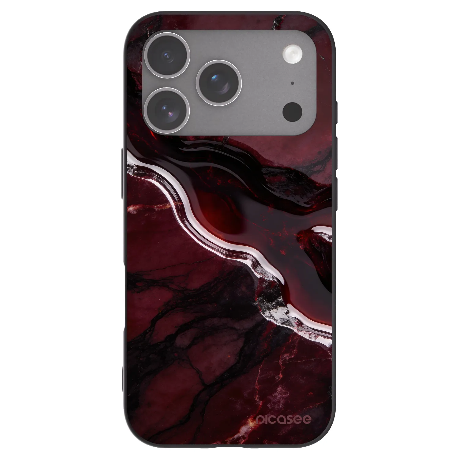 Picasee husă neagră din silicon pentru Apple iPhone 18 Pro - Cherry stone